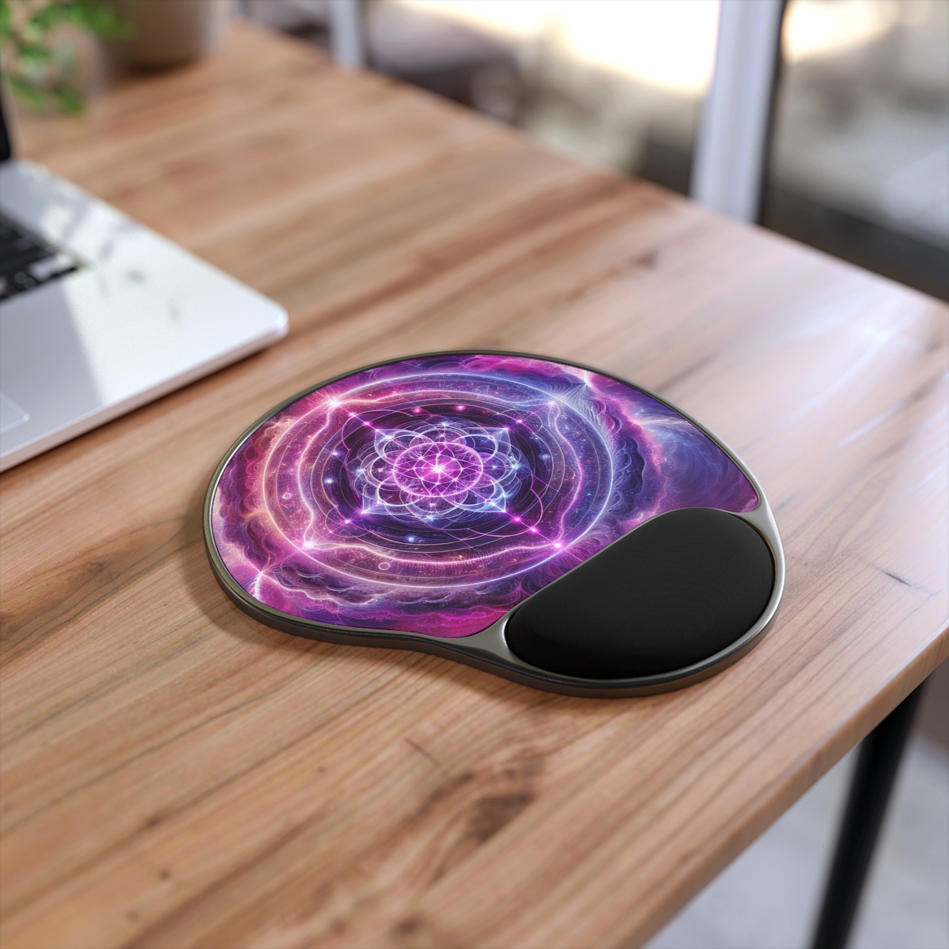 Cosmic Mandala Mouse Pad with Wrist Rest, Gaming Desk Accessory, Office Decor, Gift for Tech Lovers, Ergonomic Design