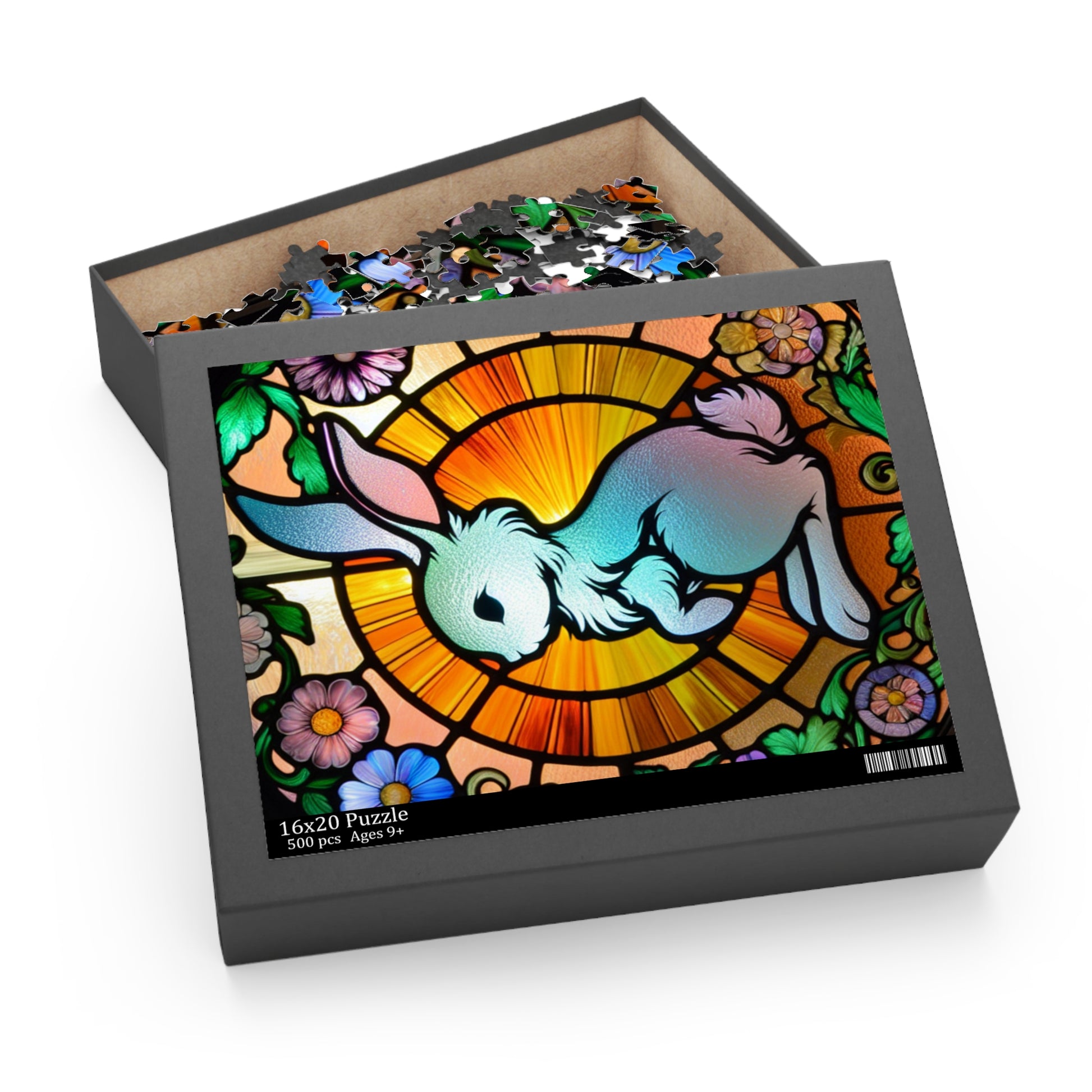 Stained Glass Bunny Puzzle - Perfect for Spring, Easter Decorations, Family Fun, Art Lovers, Unique Gift Idea