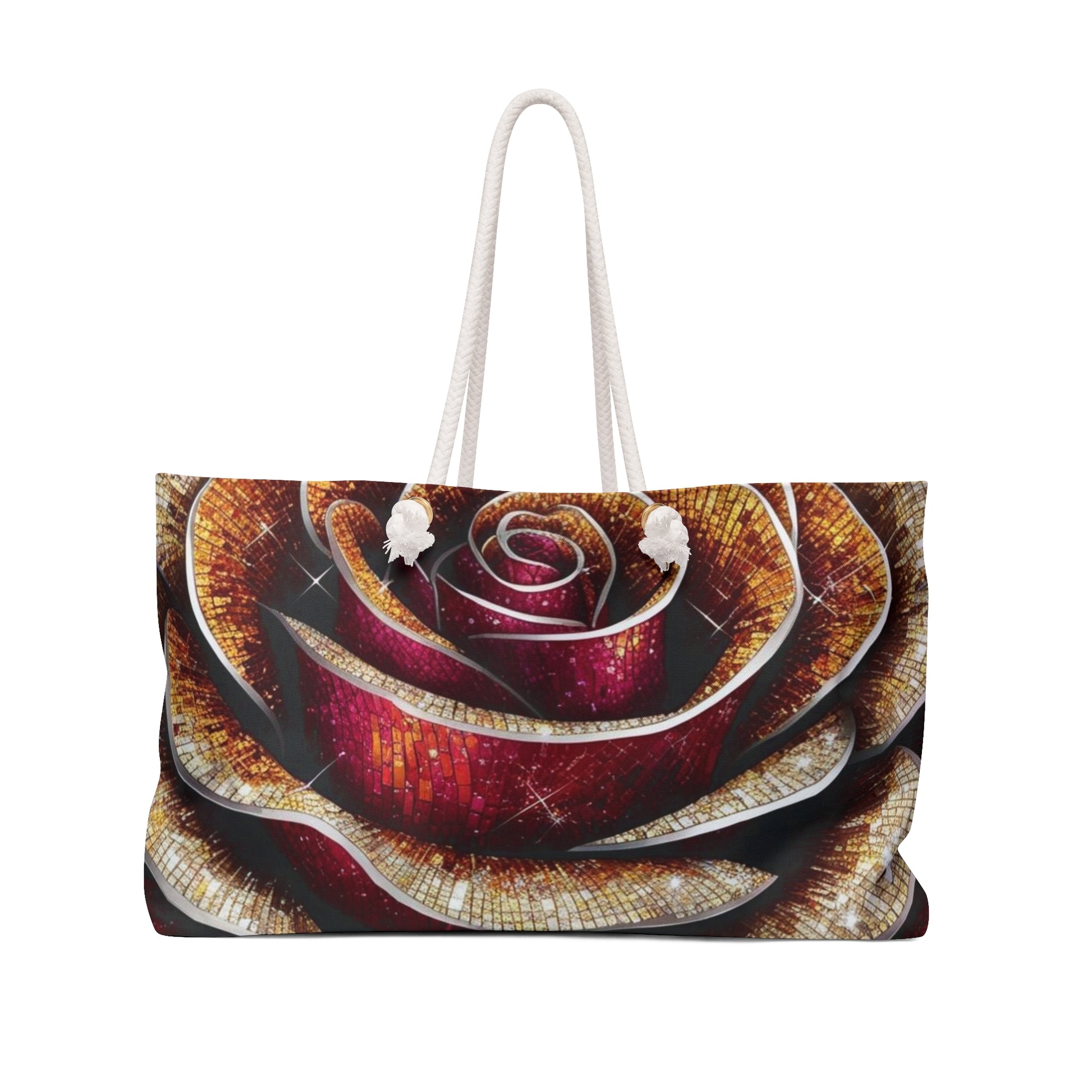 Elegant Rose Weekender Bag, Floral Travel Tote, Boho Beach Bag, Gift for Her, Carryall Carry-On Travel Bag, Weekend Getaway Essentials