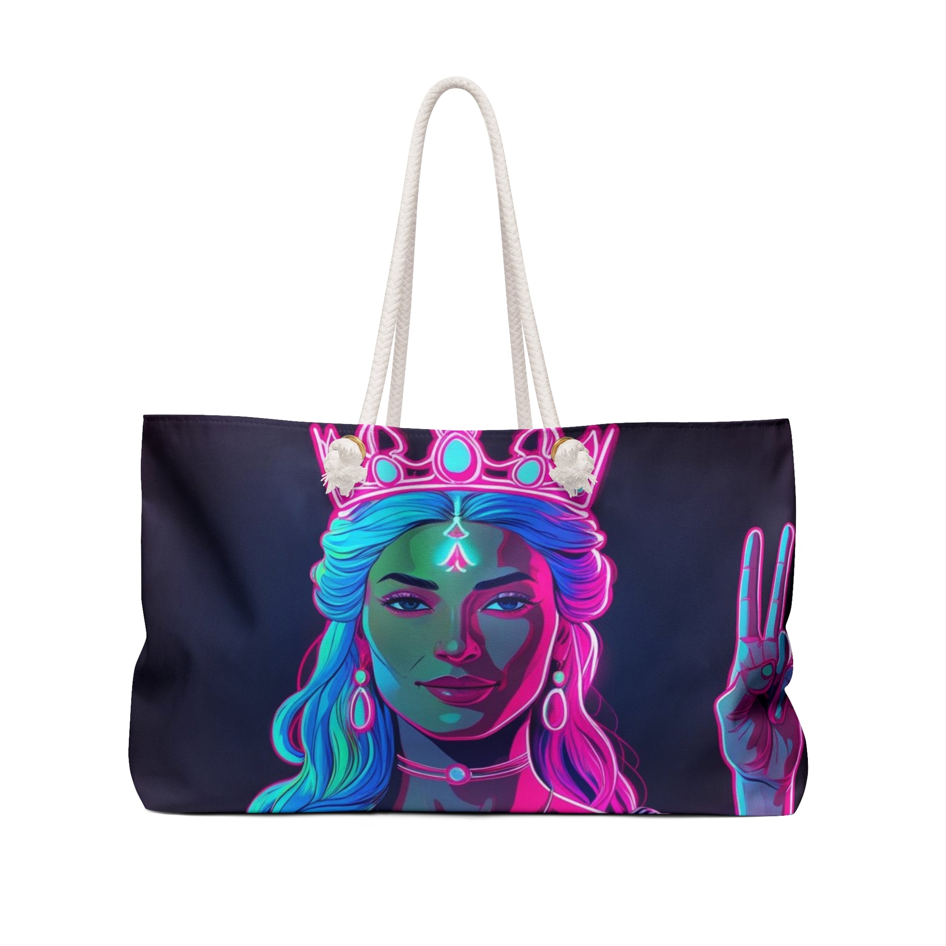 Bold Queen Weekender Bag - Stylish Travel Tote for Weekend Getaways, Beach Days, Festivals, Gifts for Her, Statement Accessories