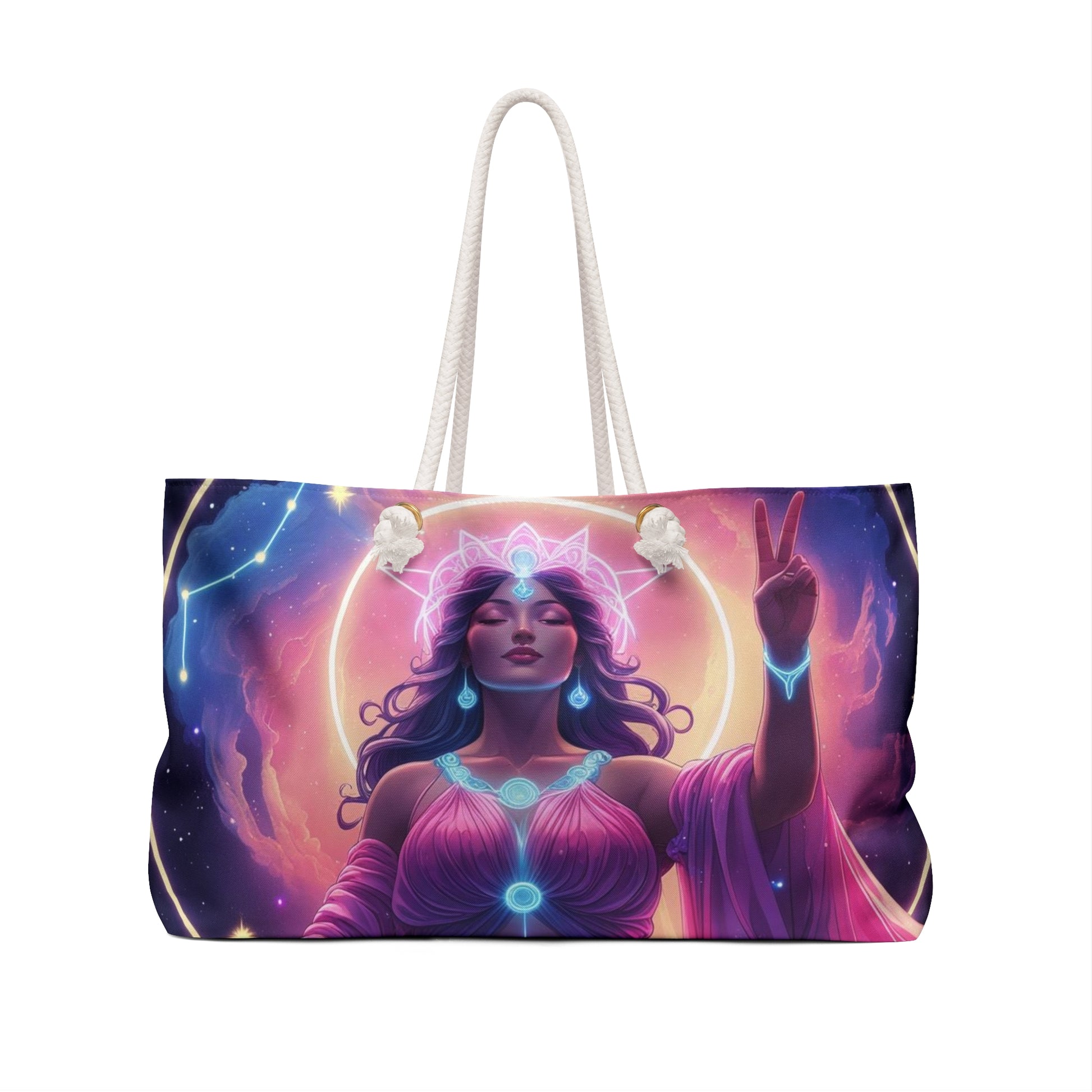 Mystical Goddess Weekender Bag - Perfect for Travel, Yoga, or Beach Days, Boho Chic Design, Spiritual Gifts, Summer Essentials