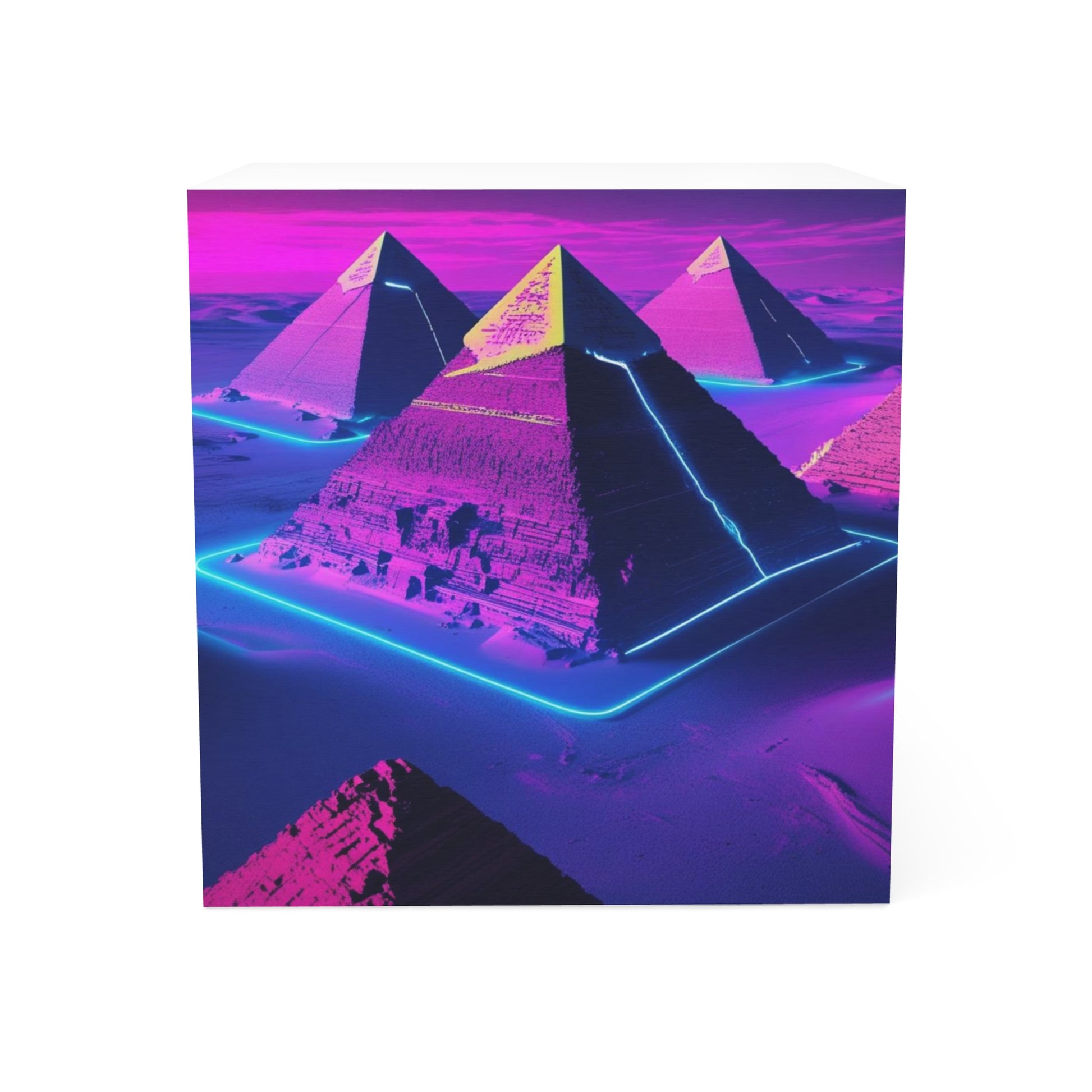 Neon Pyramid Note Cube | Futuristic Desk Decor, Unique Office Supplies, Gift for Students, College Essentials, Inspirational Workspace