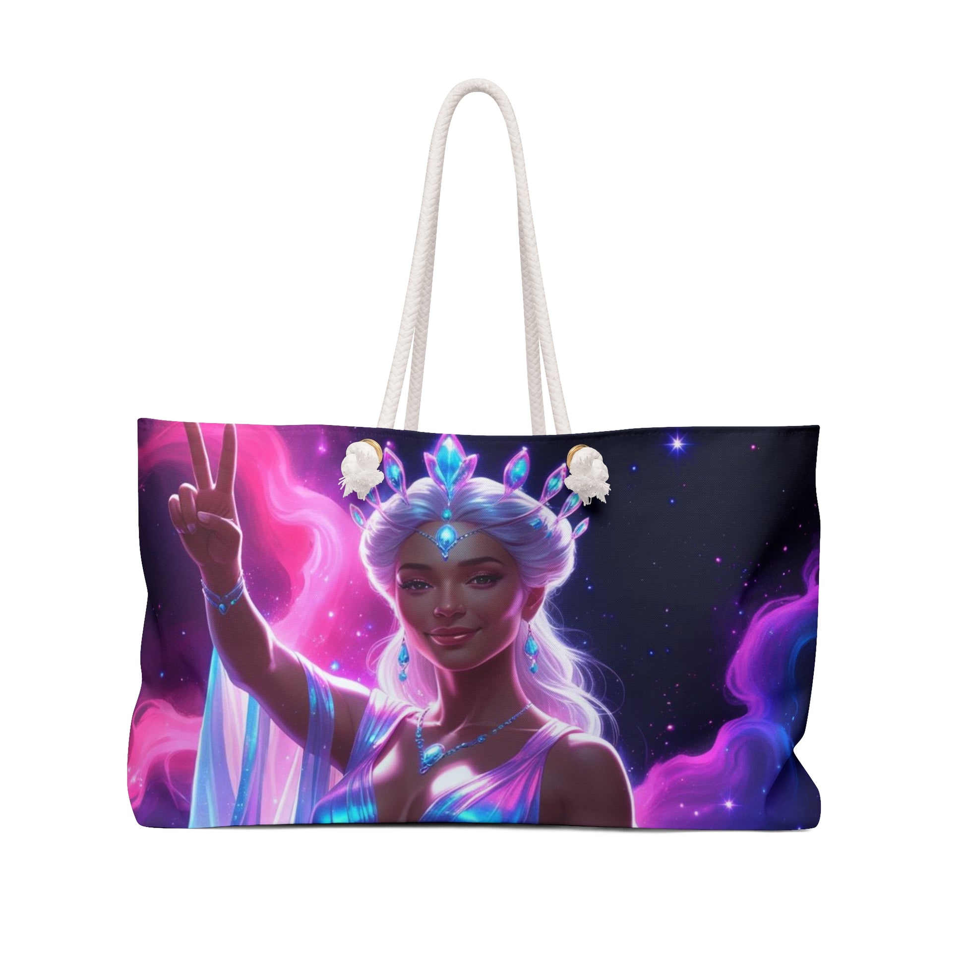 Cosmic Goddess Weekender Bag - Boho Travel Tote for Weekend Getaways, Festival Bag, Yoga, Beach Travel, Cosmic Art Bag