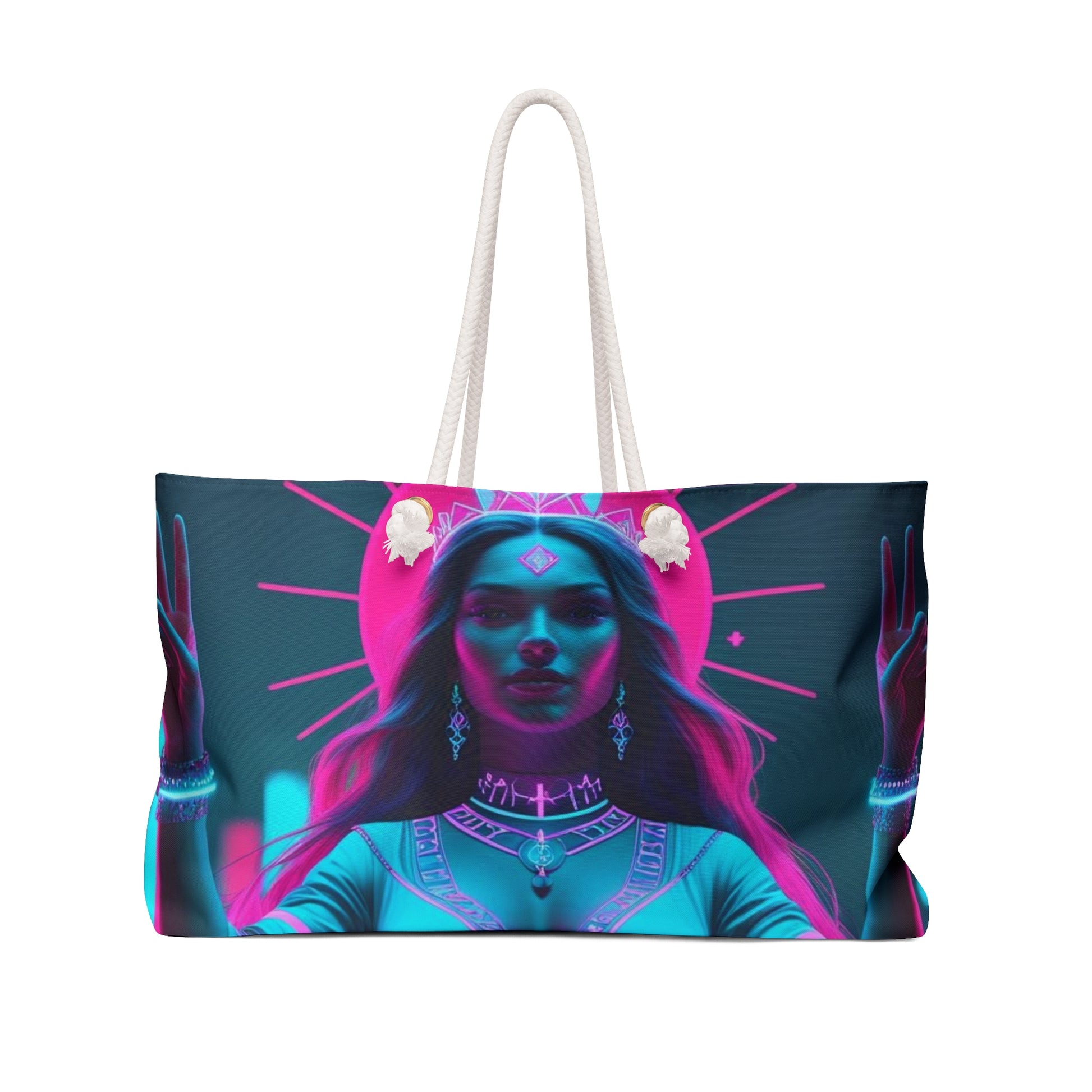 Vibrant Boho Weekender Bag with Mystical Design, Perfect for Travel, Beach Trips, Festivals, Gifts for Friends, Stylish Tote