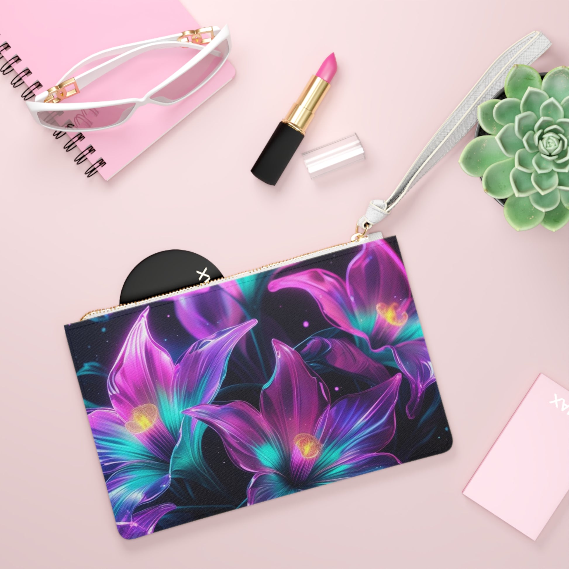 Vibrant Floral Clutch Bag, Colorful Pouch for Events, Night Out, Garden Party, Organizer for Essentials, Fashion Accessory, Gift for Her
