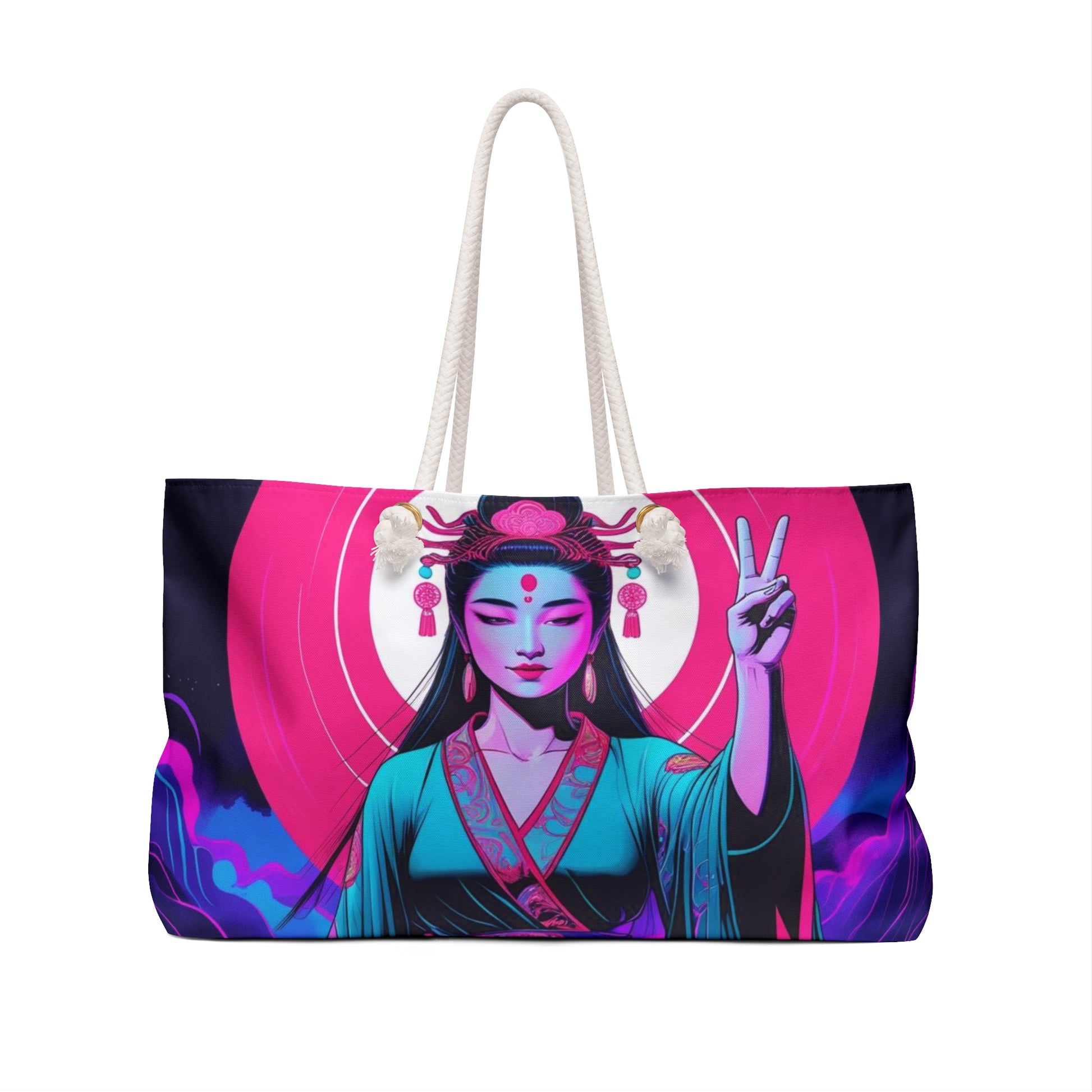 Peaceful Goddess Weekender Bag, Boho Travel Tote, Divine Feminine Yoga Bag, Beach Bag, Gift for Her