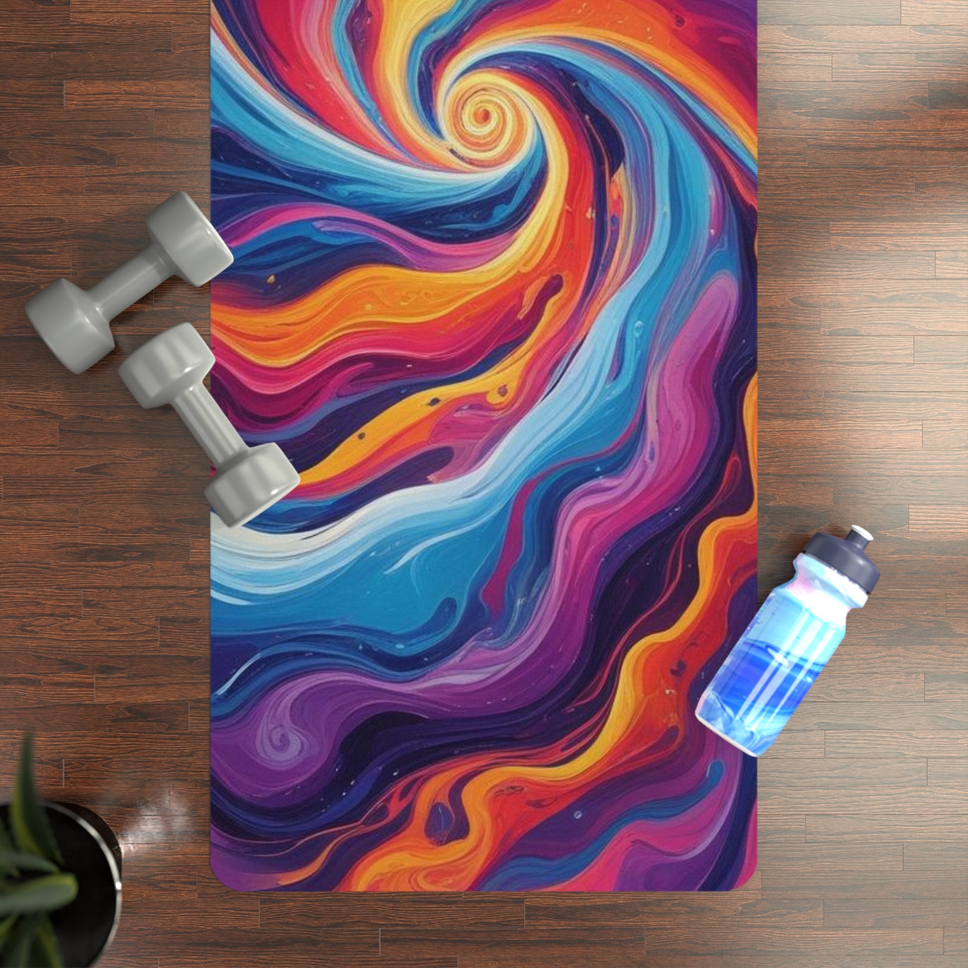 Vibrant Rubber Yoga Mat - Colorful Mandala Design, Fitness, Meditation, Home Decor, Gift for Yogis