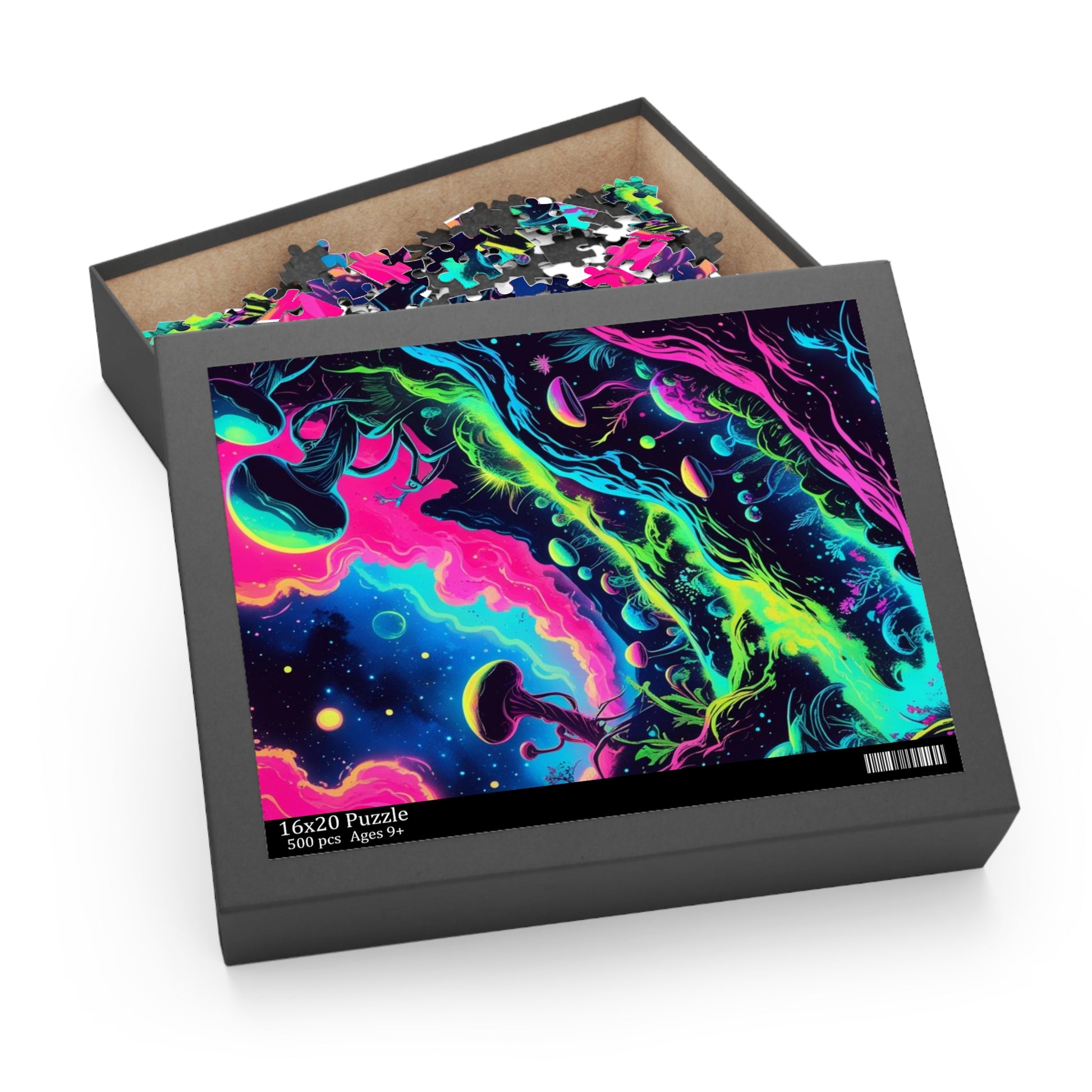 Cosmic Mushroom Puzzle, Vibrant Jigsaw for Game Night, Space-Themed Gift, Family Fun Activity, Psychedelic Decor