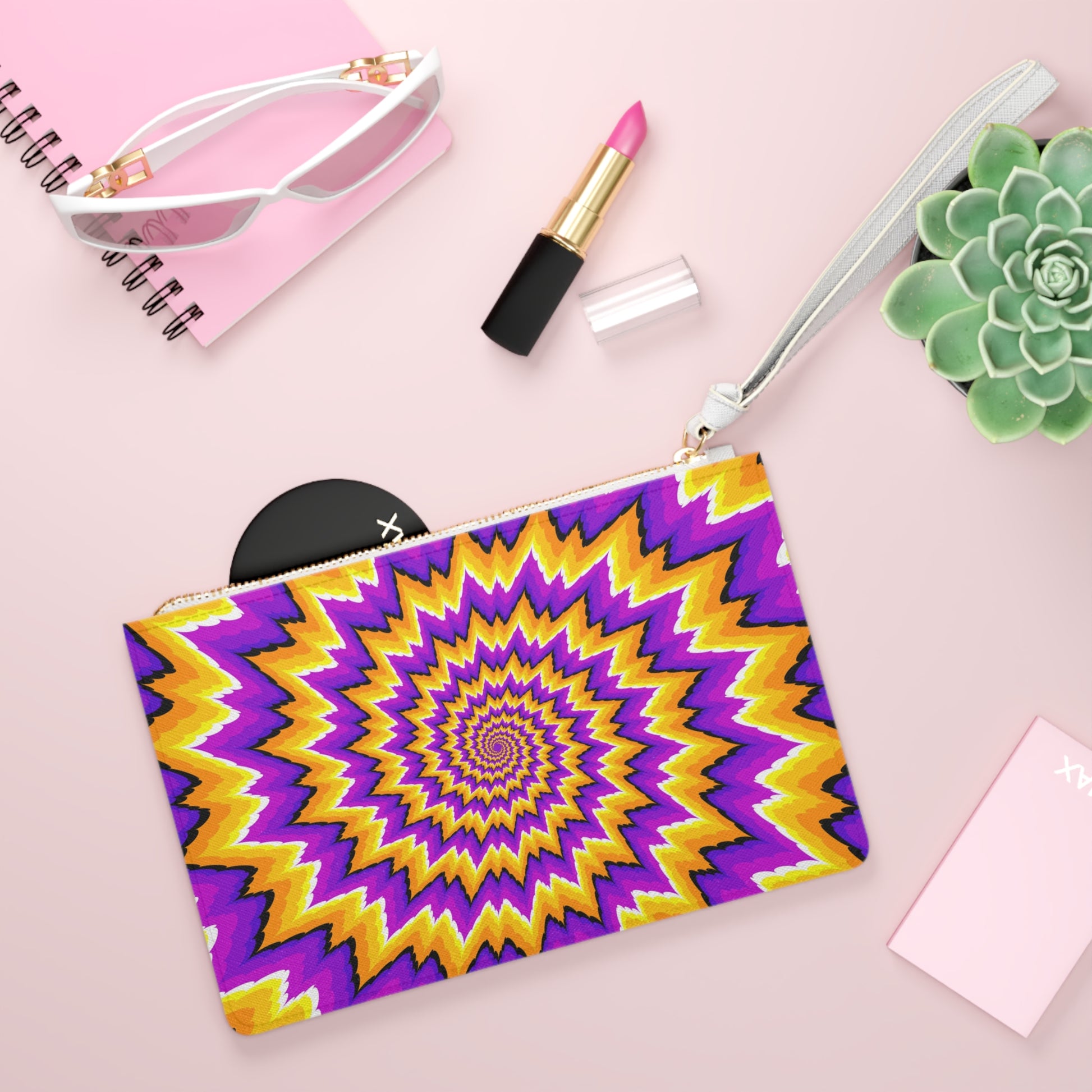 Vibrant Spiral Clutch Bag | Boho Chic Accessory, Festival Essentials, Vibrant Color Pouch, Stylish Zip Purse