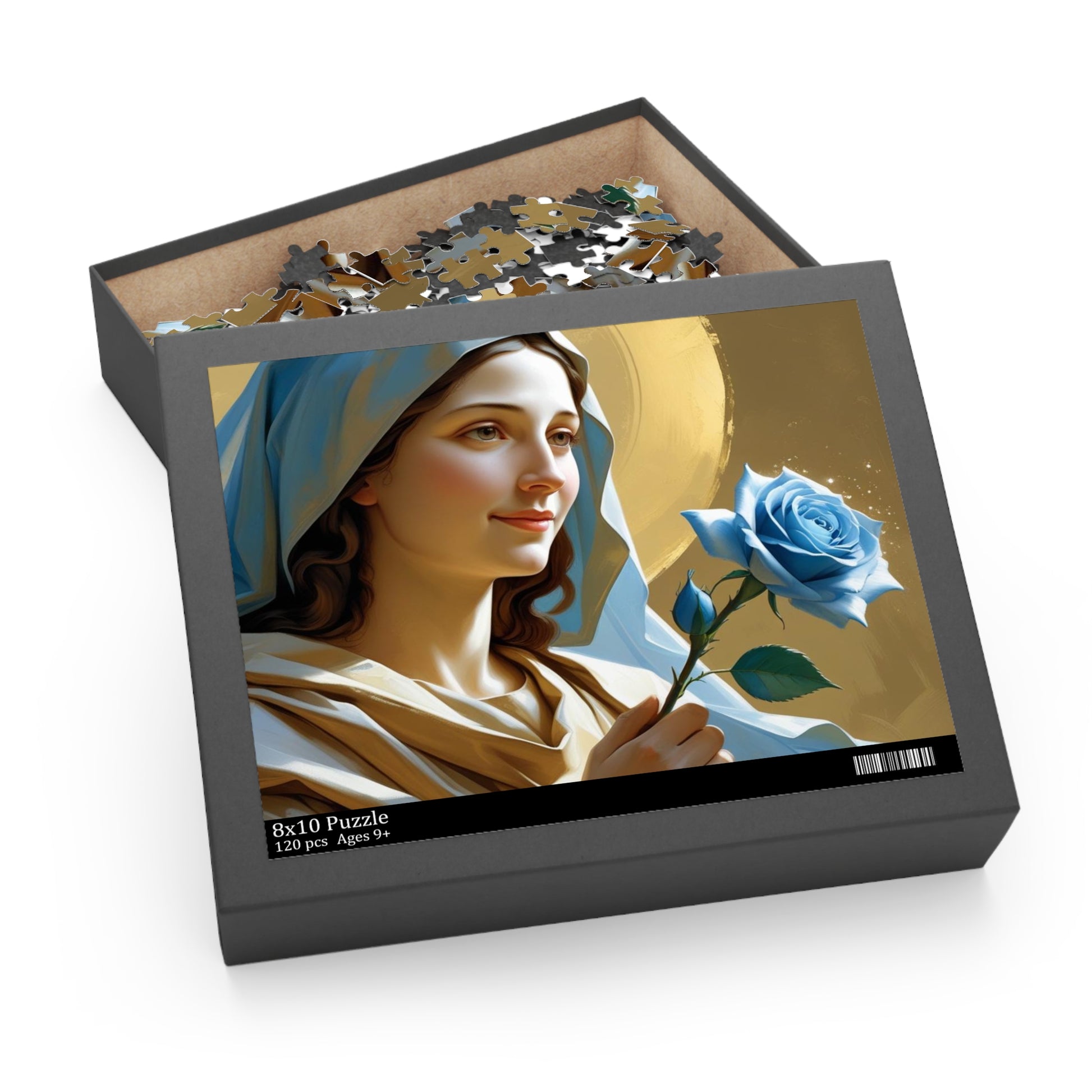 Serene Divine Mary & Her Blue Rose Puzzle (120, 252, 500-Piece) | Religious art, Gift for believers, Home decor, Family activity, Inspirational puzzle