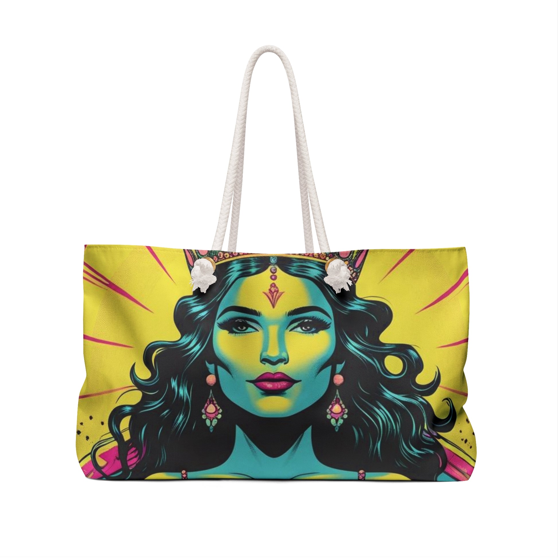 Vibrant Queen Weekender Bag for Travel, Boho Tote Bag, Beach Bag, Gym Bag, Weekender Tote, Gift for Her, Colorful Travel Bag
