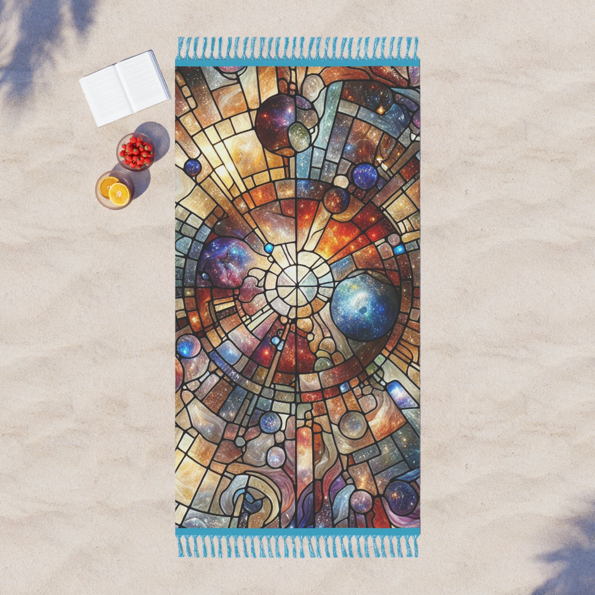 Boho Beach Towel, Cosmic Pattern Beach Blanket, Bohemian Poolside Decor, Stylish Sand-Free Towel, Unique Gift for Beach Lovers