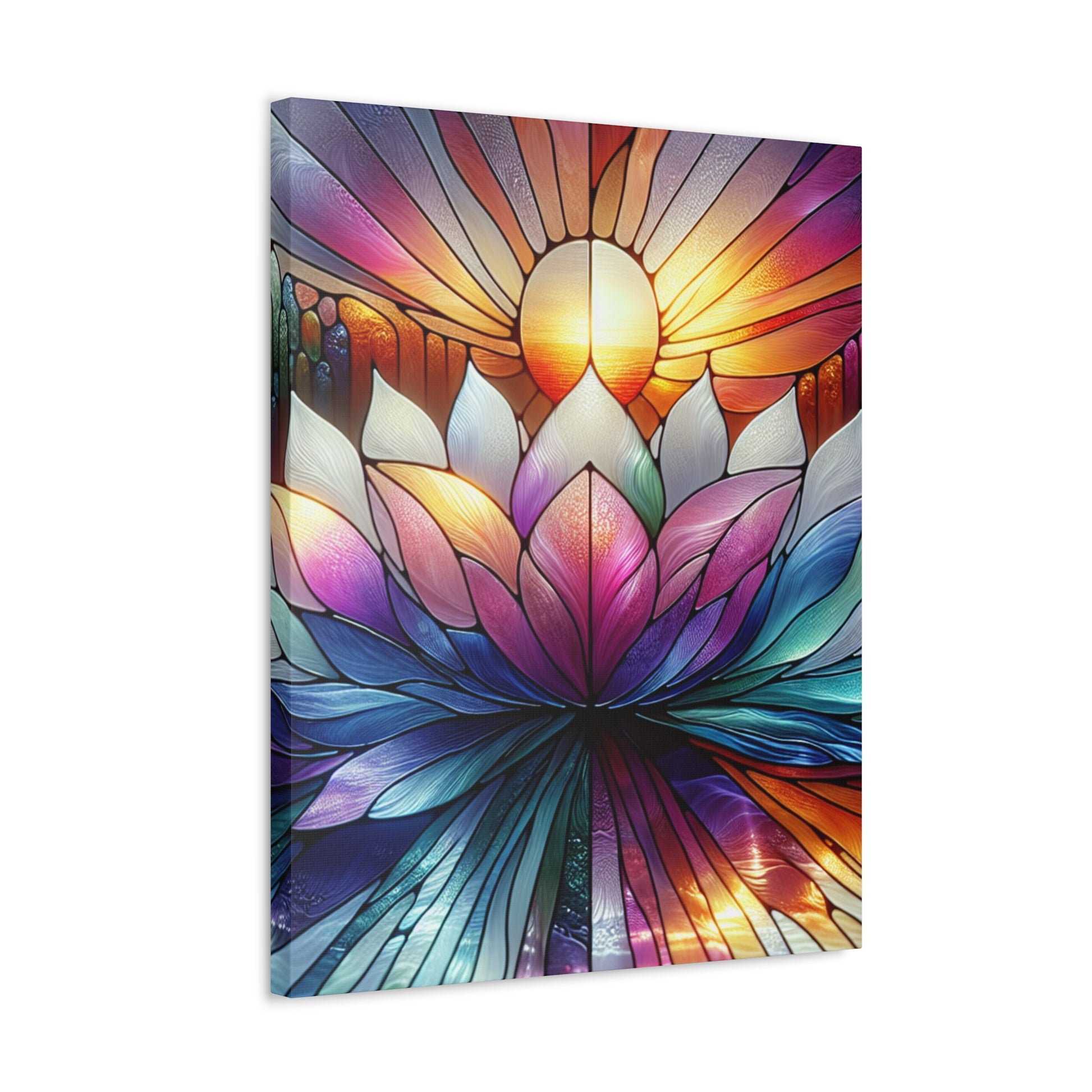Vibrant Lotus Stretched Canvas Art, Colorful Wall Decor for Meditation, Yoga Room, Gift for Home, Spiritual Art, Print