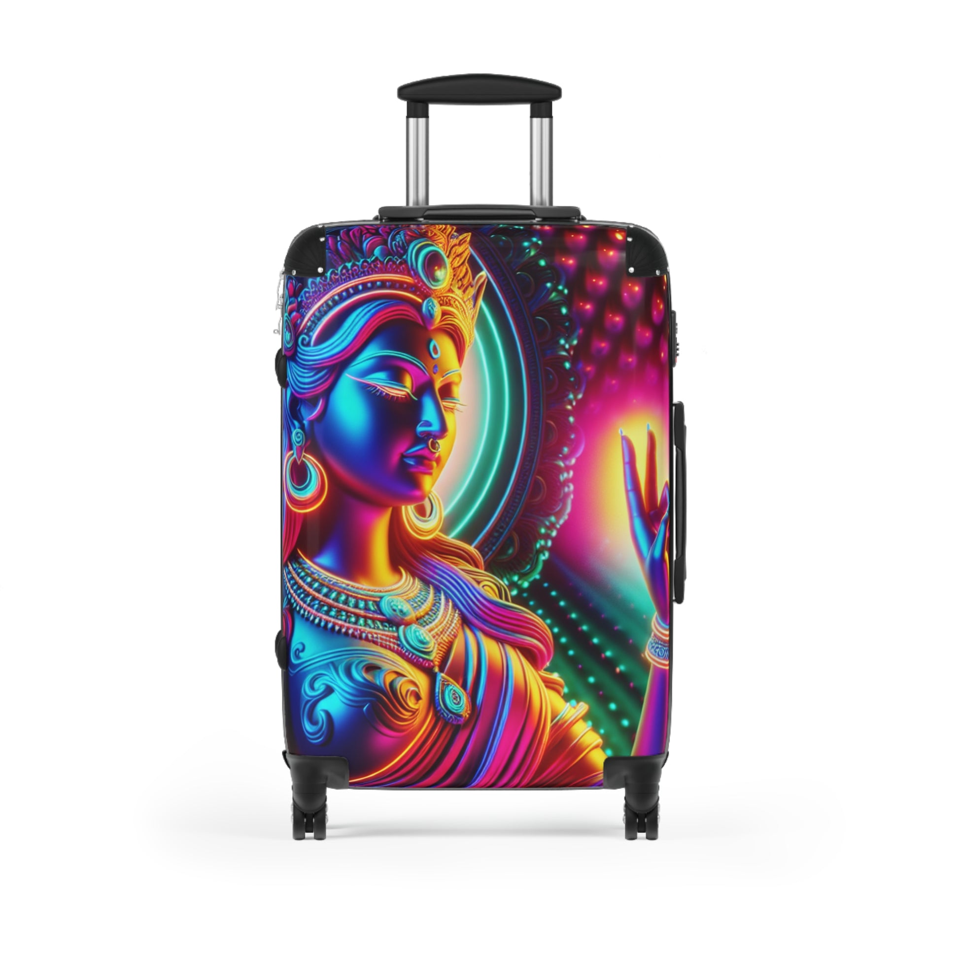 Vibrant Goddess Suitcase, Colorful Luggage, Art Travel Case, Unique Carry-On, Bohemian Travel Gear, Festival Suitcase