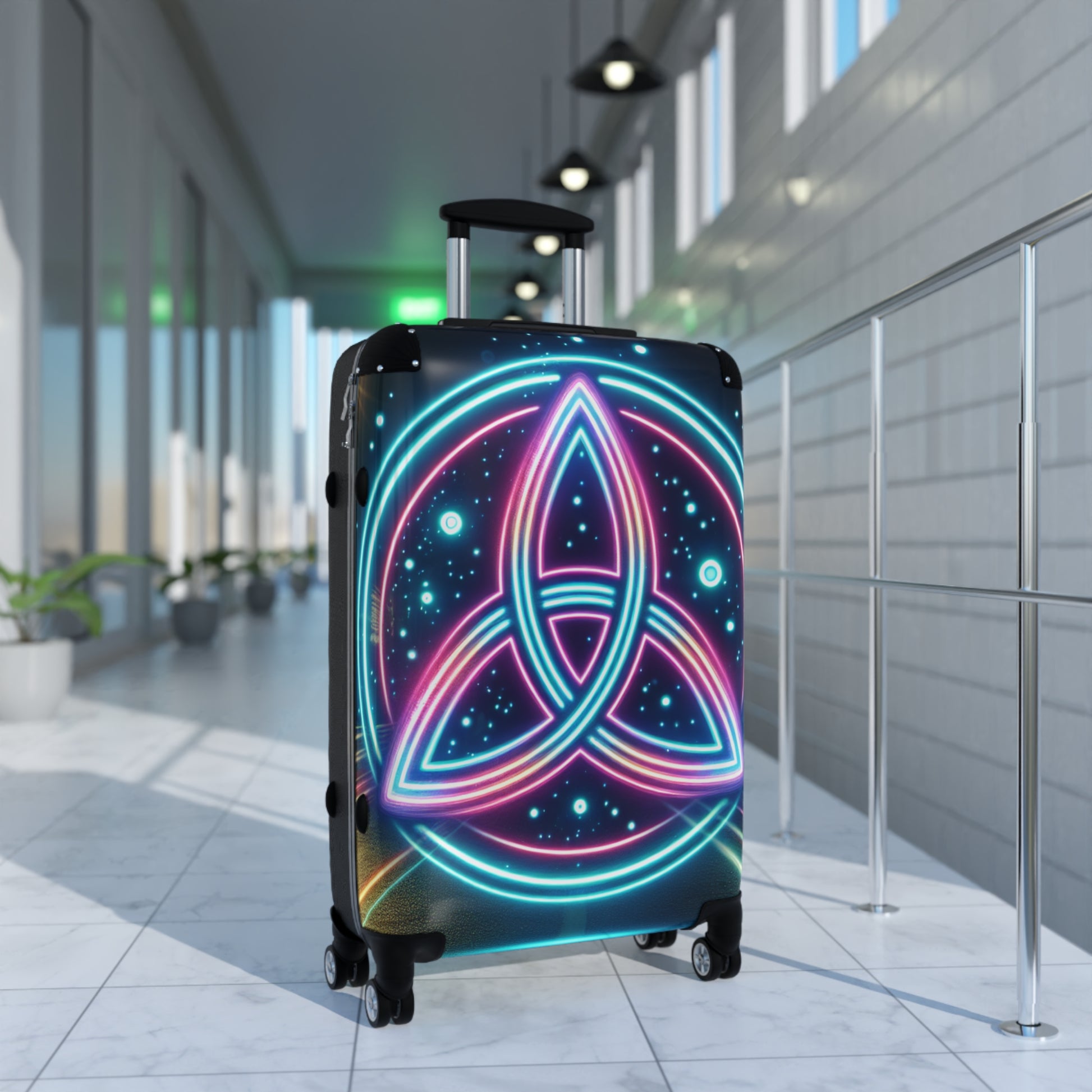 Neon Celestial Suitcase | Cosmic Travel Luggage | Perfect for Adventurers, Festivals, Summer Vacations, Unique Gift Idea, Travel Enthusiasts