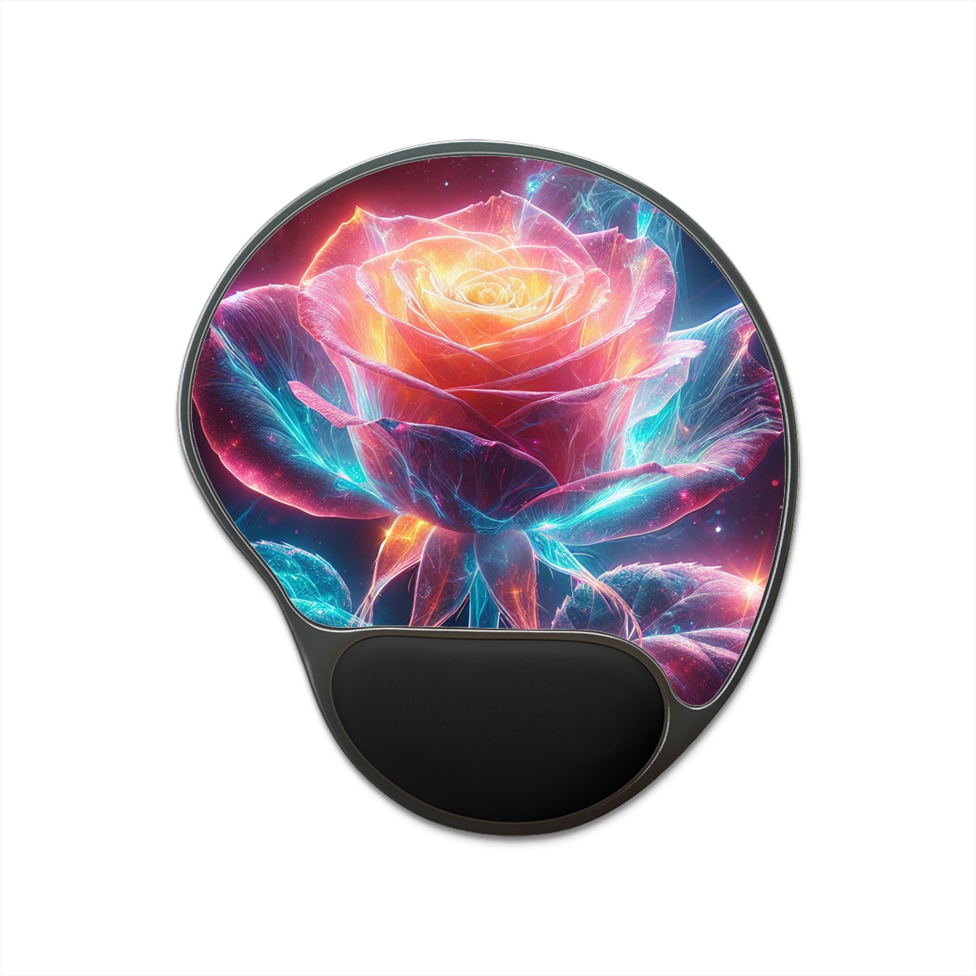 Vibrant Floral Mouse Pad with Wrist Rest | Ergonomic Desk Accessory, Gift for Gamers, Home Office, Rose Design, Computer Mouse Mat