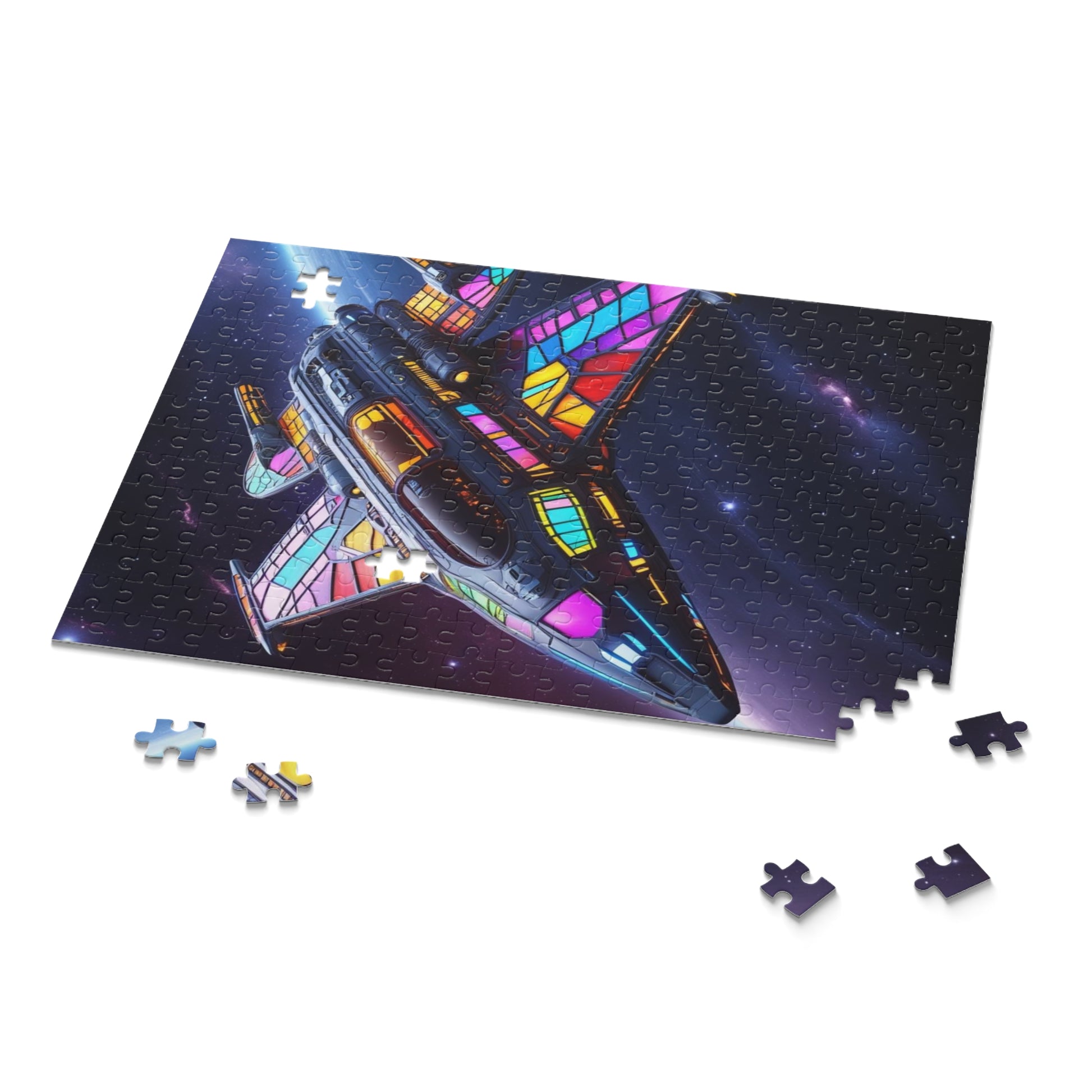 Stained Glass Space Shuttle Puzzle, 120/252/500-Piece Fun, Space-Themed Gift for Holidays, Family Game Night, and Collectors