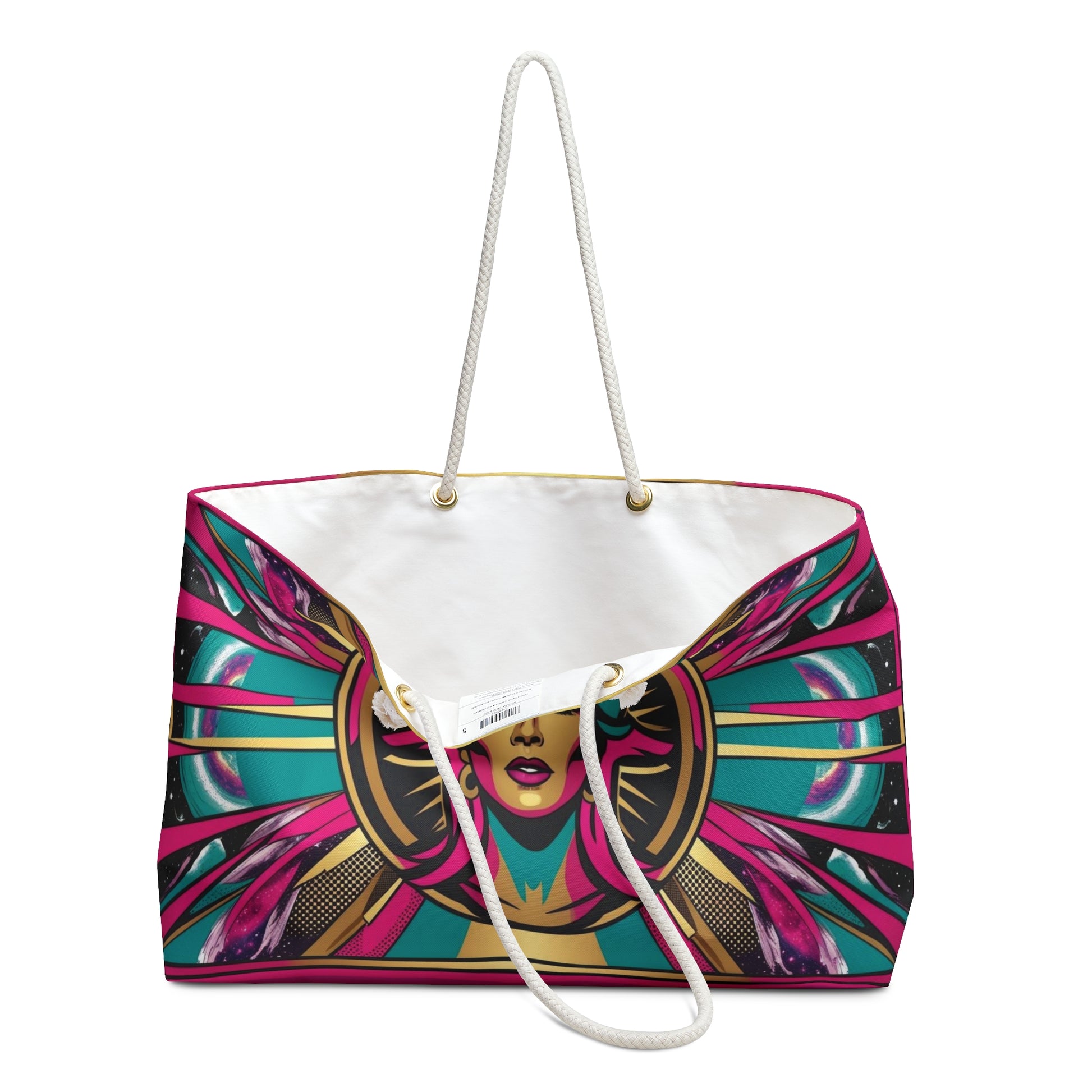 Divine Feminine Boho Cosmic-Chic Weekender Bag, Vibrant Pop art Travel Tote, Beach Bag, Yoga Bag, Gift for Her, Festival Accessory