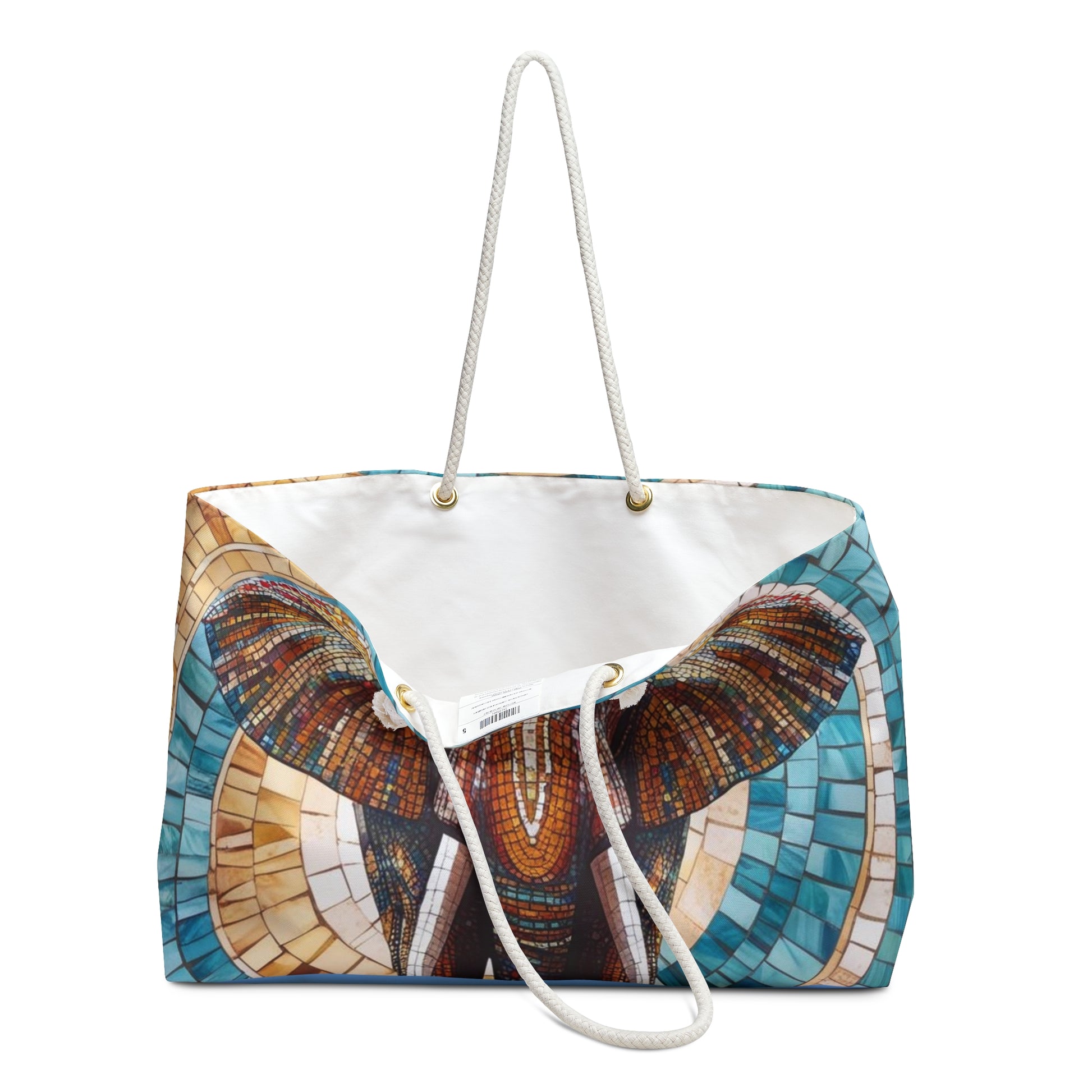 Divine Elephant Mosaic Weekender Bag, Beach Bag, Stylish Overnight Bag, Perfect for Weekend Getaways, Gift for Travelers, Bohemian