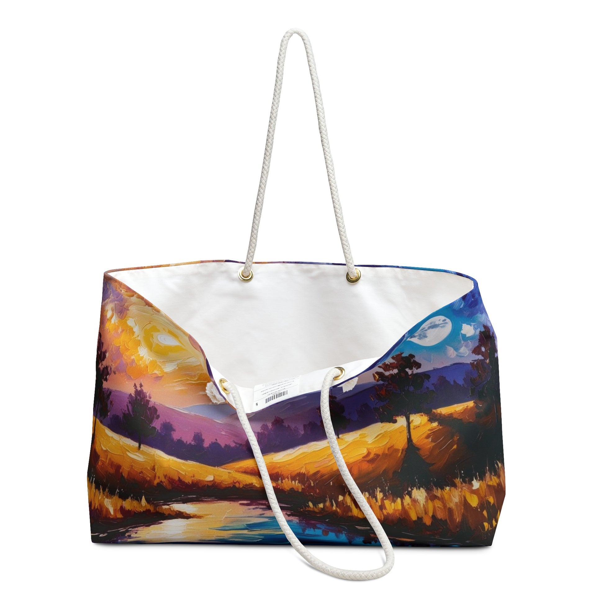Vibrant Landscape Weekender Bag, Travel Tote, Beach Bag, Weekend Getaway Essential, Sensational Sunset and Moonlight Design