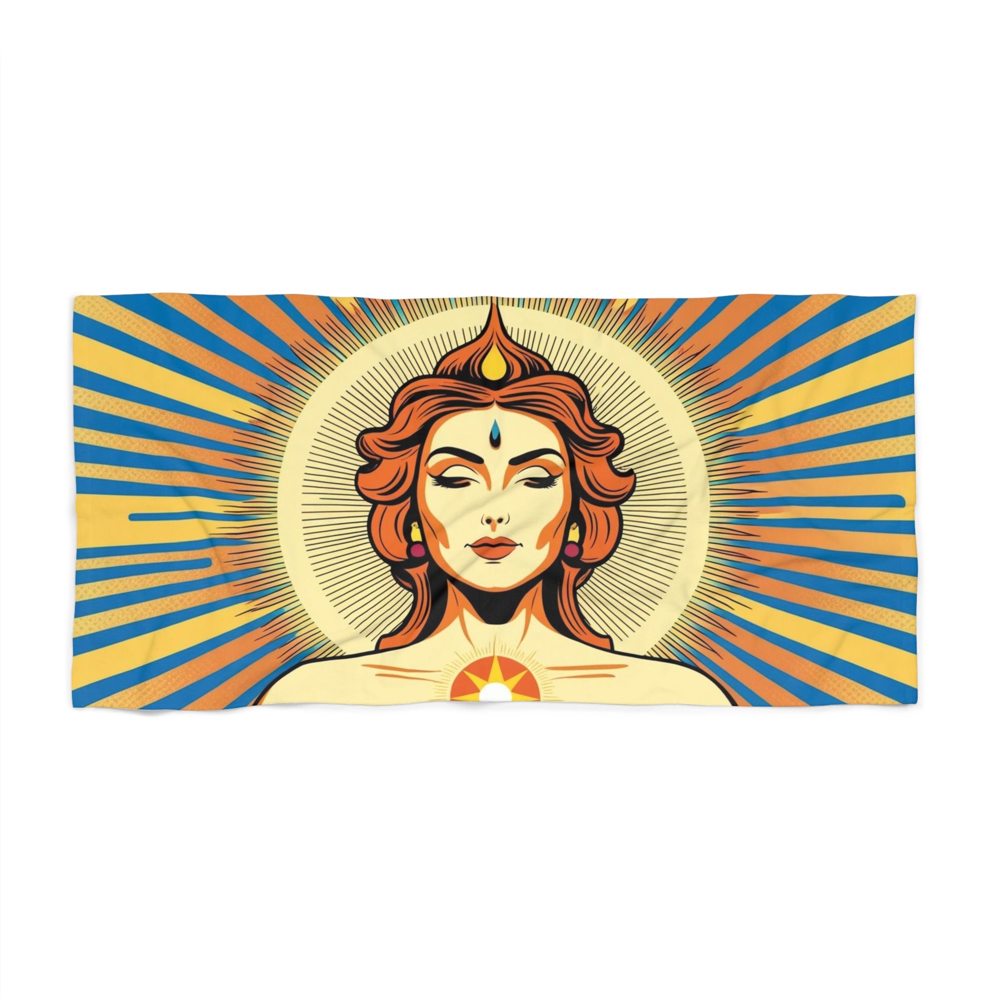 Bohemian Sun Goddess Beach Towel | Vibrant Poolside Towel, Spiritual Gift, Summer Essentials, Yoga Retreat, Divine Goddess Beach Vibes