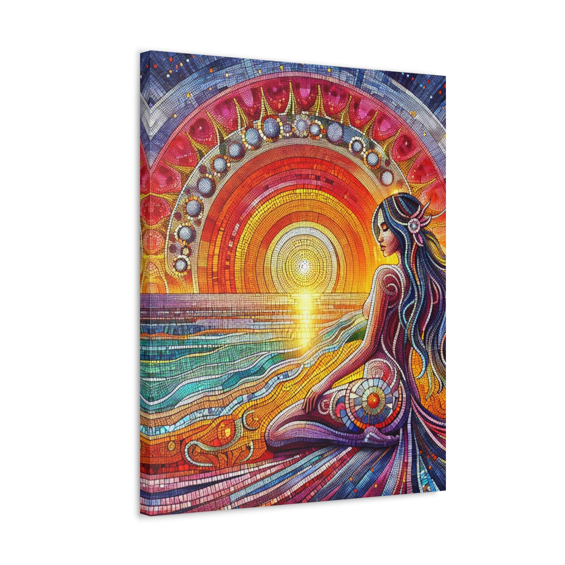 Vibrant Bohemian Stretched Canvas Art, Colorful Wall Decor, Meditative Home Accent, Spiritual Decor for Mindfulness, Gift for Art Lovers