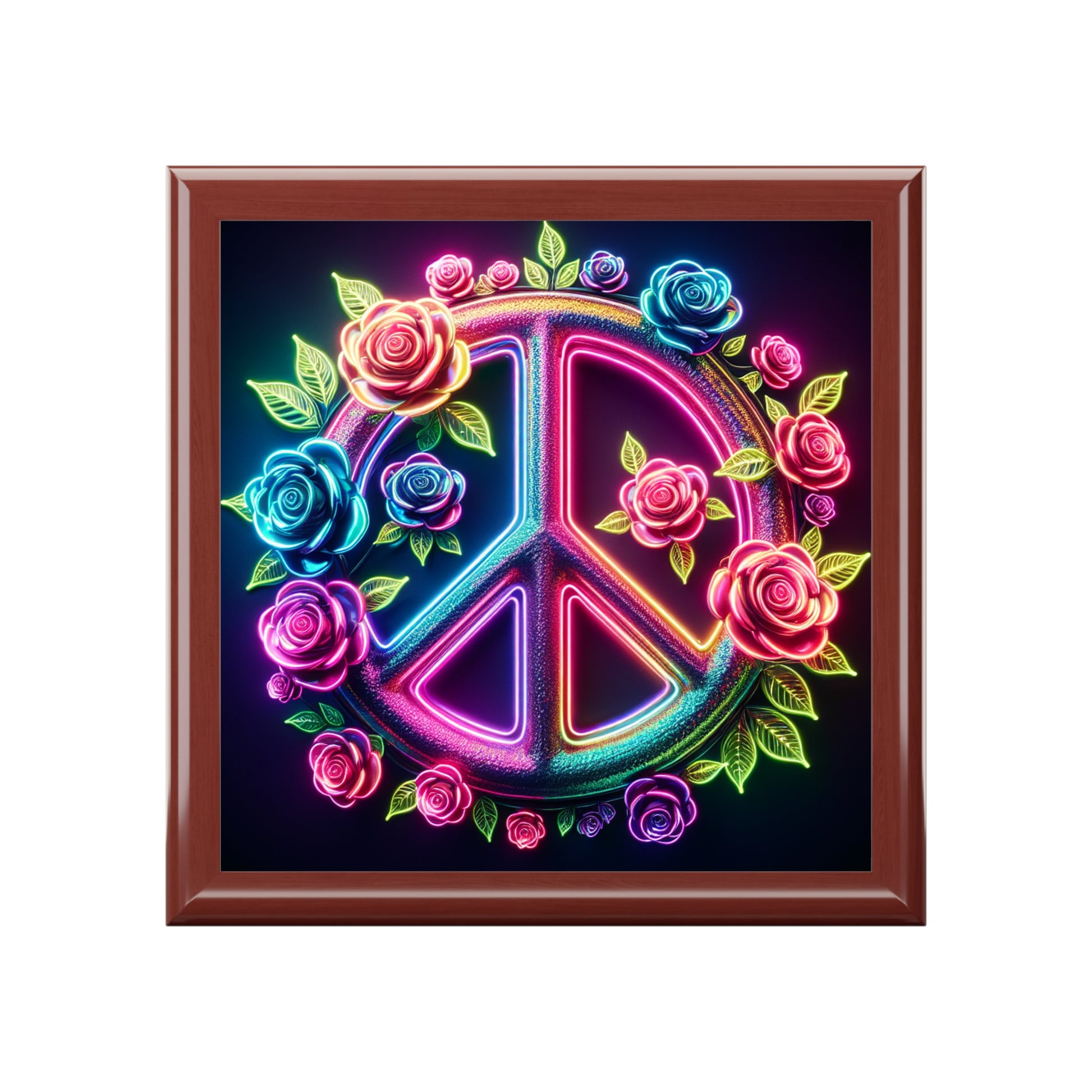 Colorful Peace Sign Jewelry Box - Boho Chic Organizer for Rings & Necklaces, Perfect Gift for Her, Home Decor, Love & Peace Theme