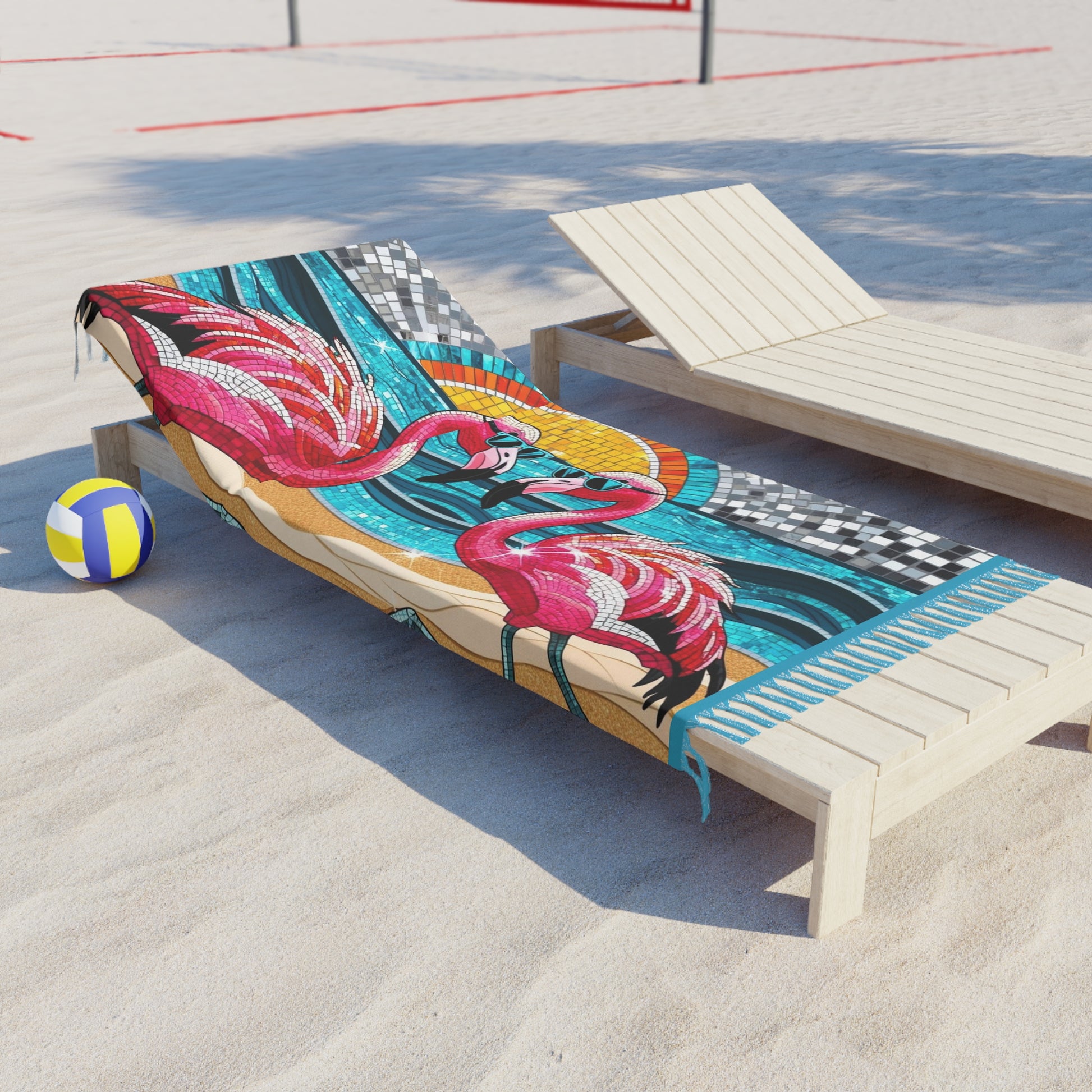 Boho Beach Towel with Flamingos, Summer Vibe, Perfect for Beach Days, Pool Parties, Outdoor Picnics, Vacation Must-Have