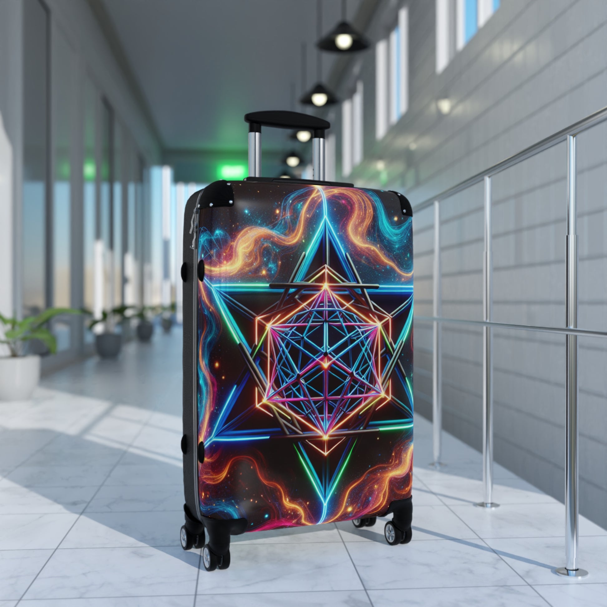 Vibrant Travel Suitcase with Geometric Design, Carry-On Luggage, Bohemian Travel Gear, Colorful Suitcase for Adventurers, Perfect for [...]