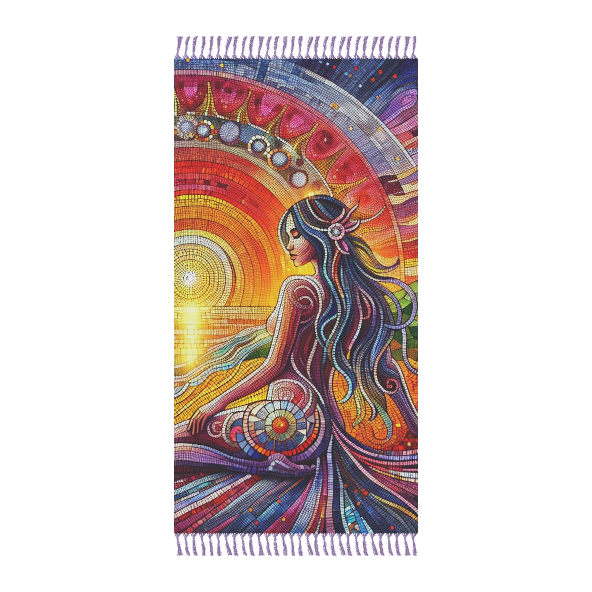 Boho Beach Towel | Vibrant Sunset Design | Perfect for Summer, Pool Days, Picnics, Yoga, Gifts