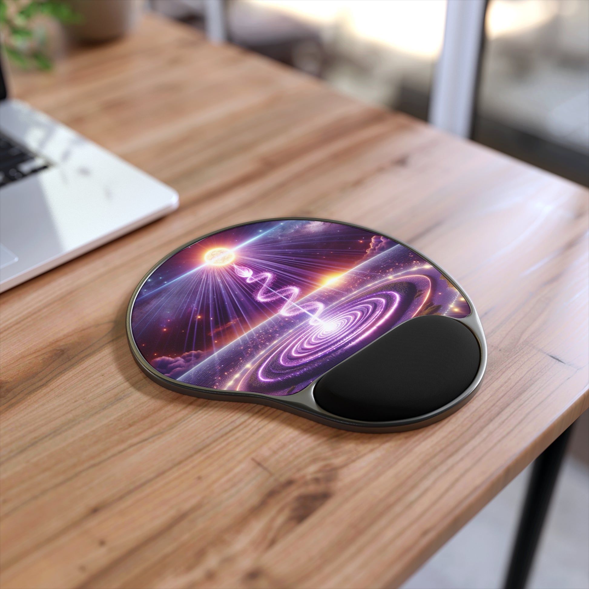 Cosmic Spiral Mouse Pad With Wrist Rest, Ergonomic Desk Accessory for Gamers, Astrology Lovers, Home Office Gift, Brighten Your Workspace