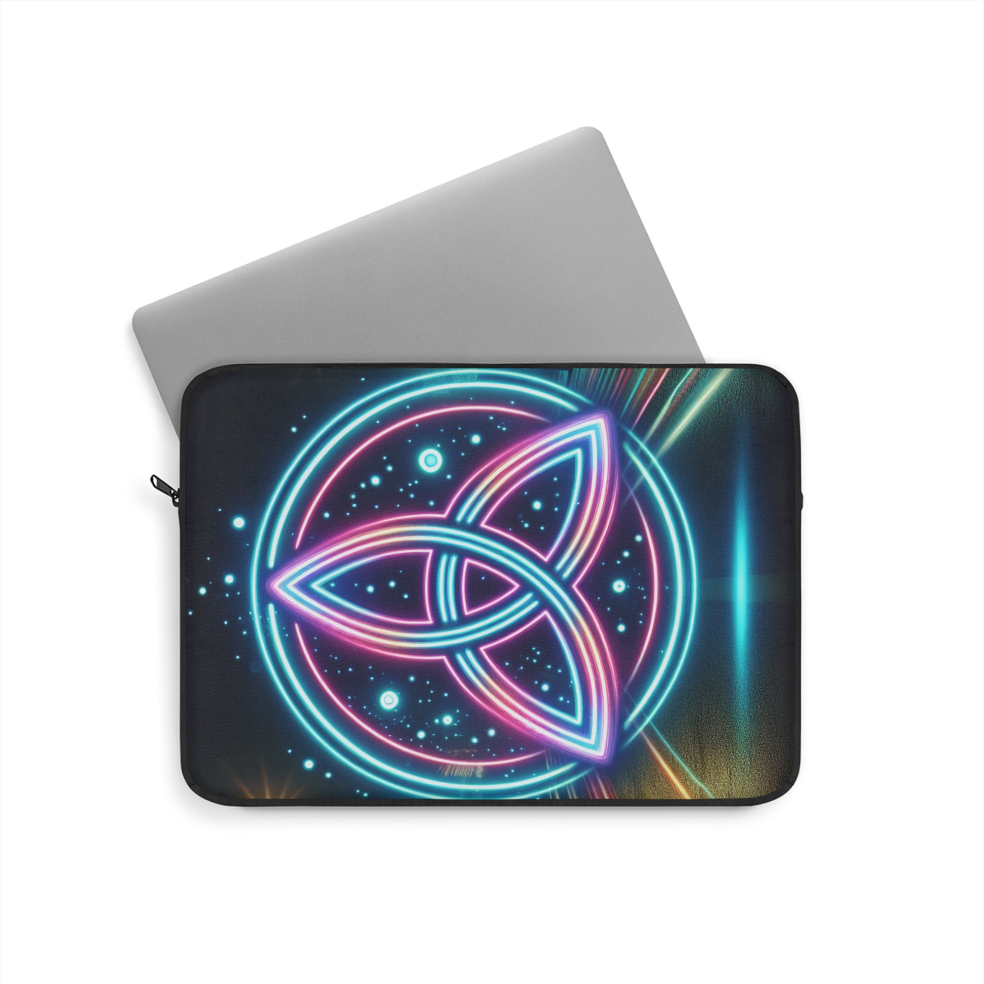 Neon Triquetra Laptop Sleeve | Unique Tech Gift, Modern Laptop Case, Artistic Computer Cover, Bohemian Accessories