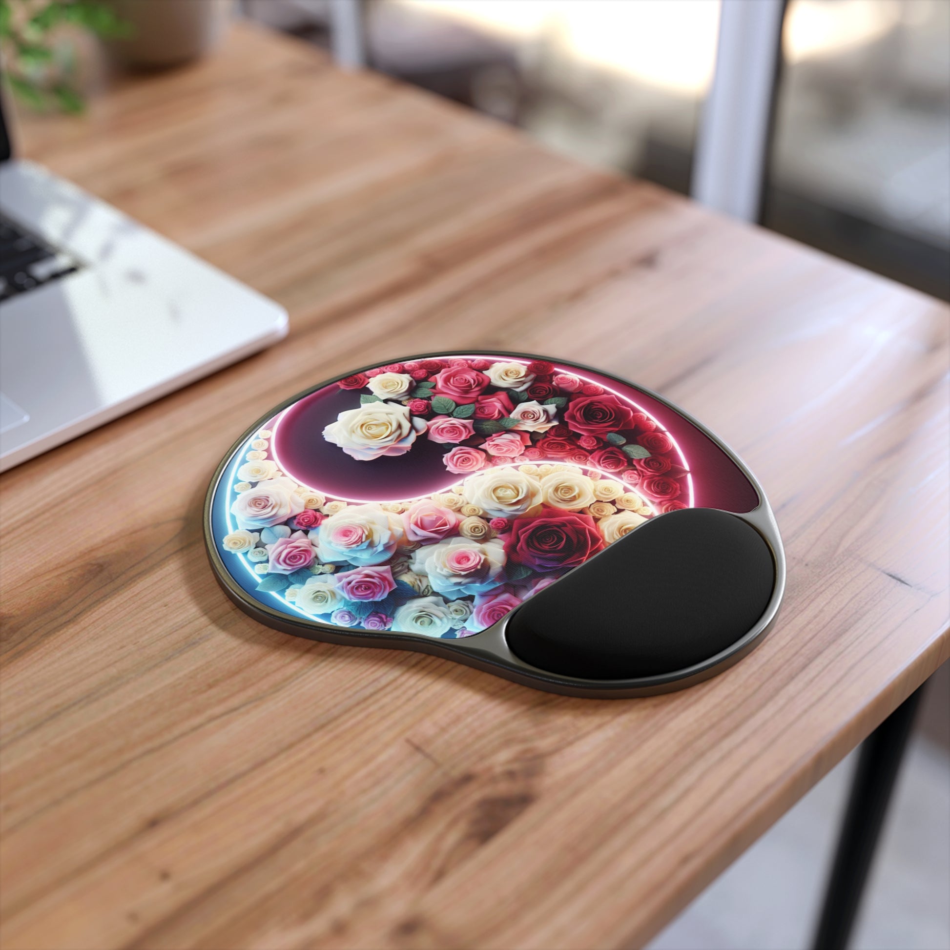 Floral Comfort Mouse Pad With Wrist Rest, Elegant Desk Accessory, Gamer Gift, Home Office Decor, Mother's Day Gift, Floral Design