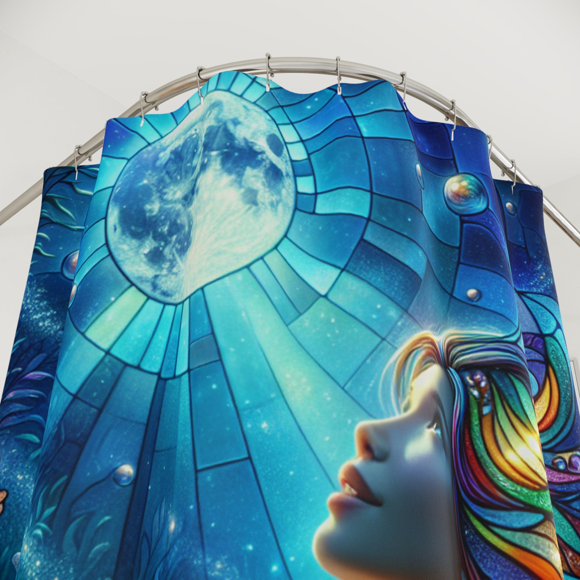 Colorful Mermaid Shower Curtain | Bohemian Bathroom Decor, Artistic Home Accessory, Unique Gift, Fantasy Wall Art