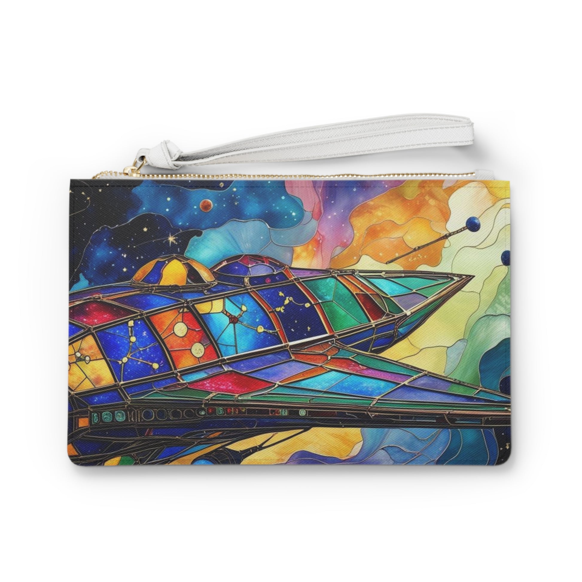 Cosmic Art Clutch Bag - Colorful Stained Glass Design, Evening Purse, Festival Accessory, Unique Gift, Artistic Handbag