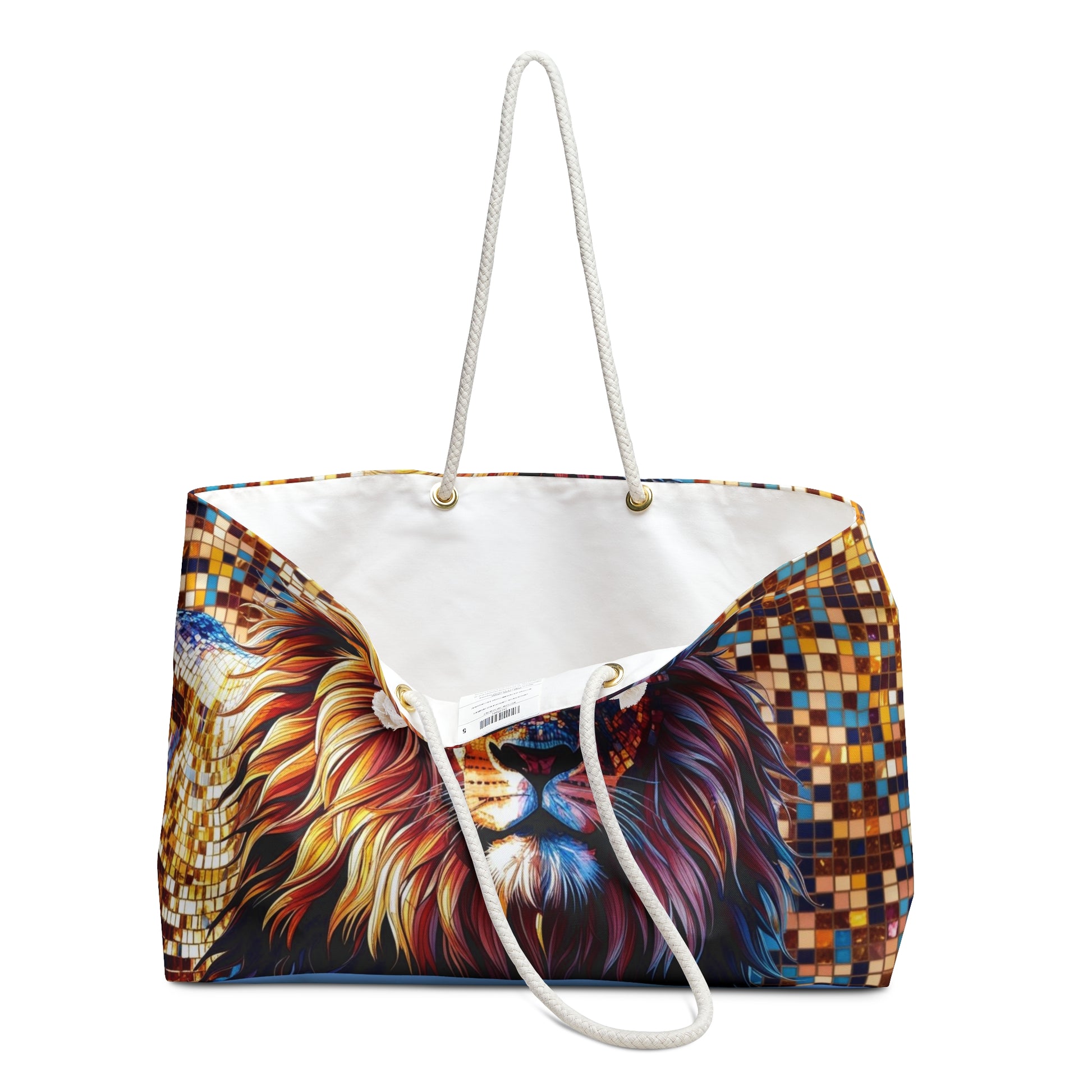Divine Vibrant Mosaic Lion Weekender Bag - Perfect for Travel Carry-On, Beach, Gym, Gifts, or Yoga Retreats
