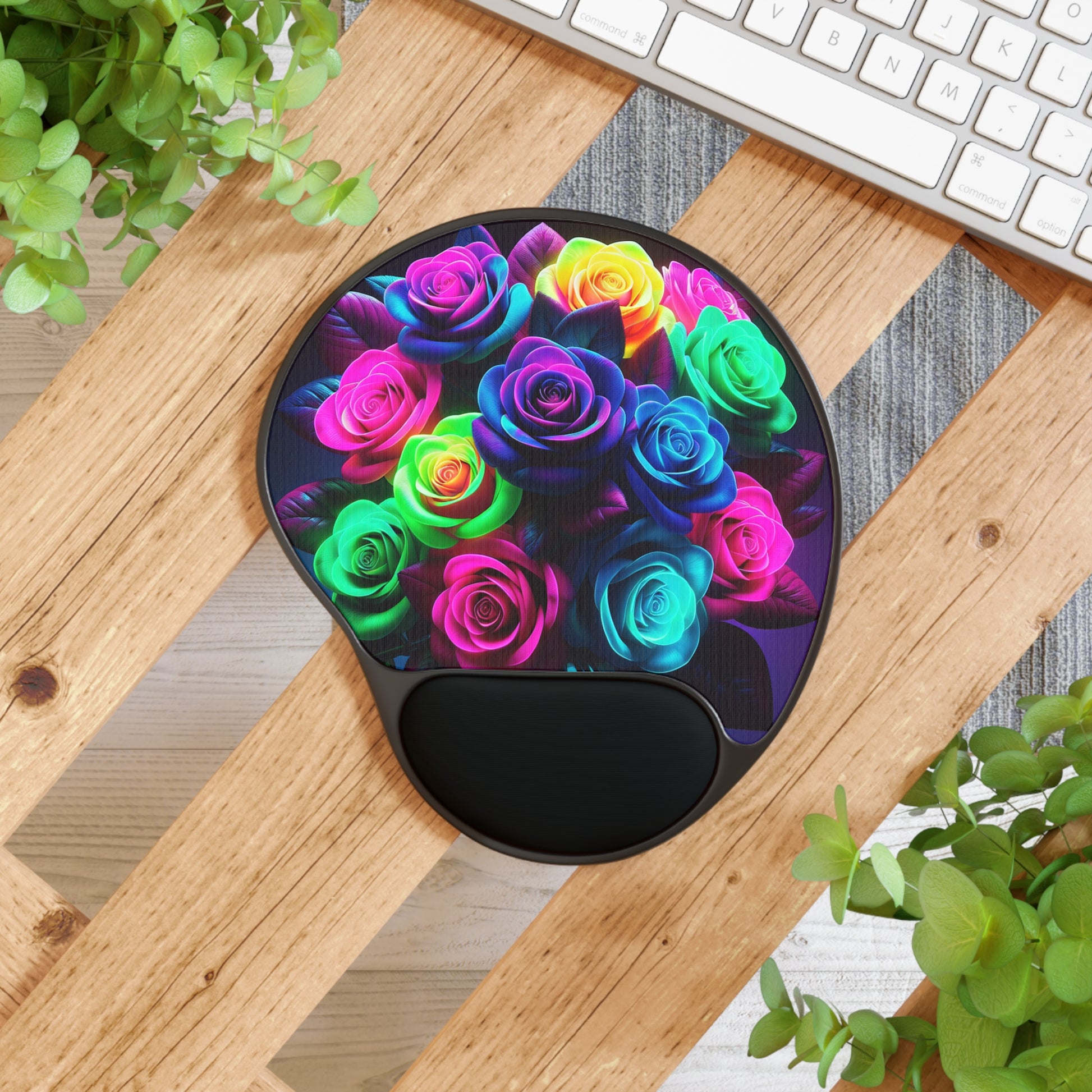 Vibrant Floral Mouse Pad with Wrist Rest, Colorful Desk Accessory for Home Office, Ergonomic Computer Mousepad, Gift for Flower Lovers