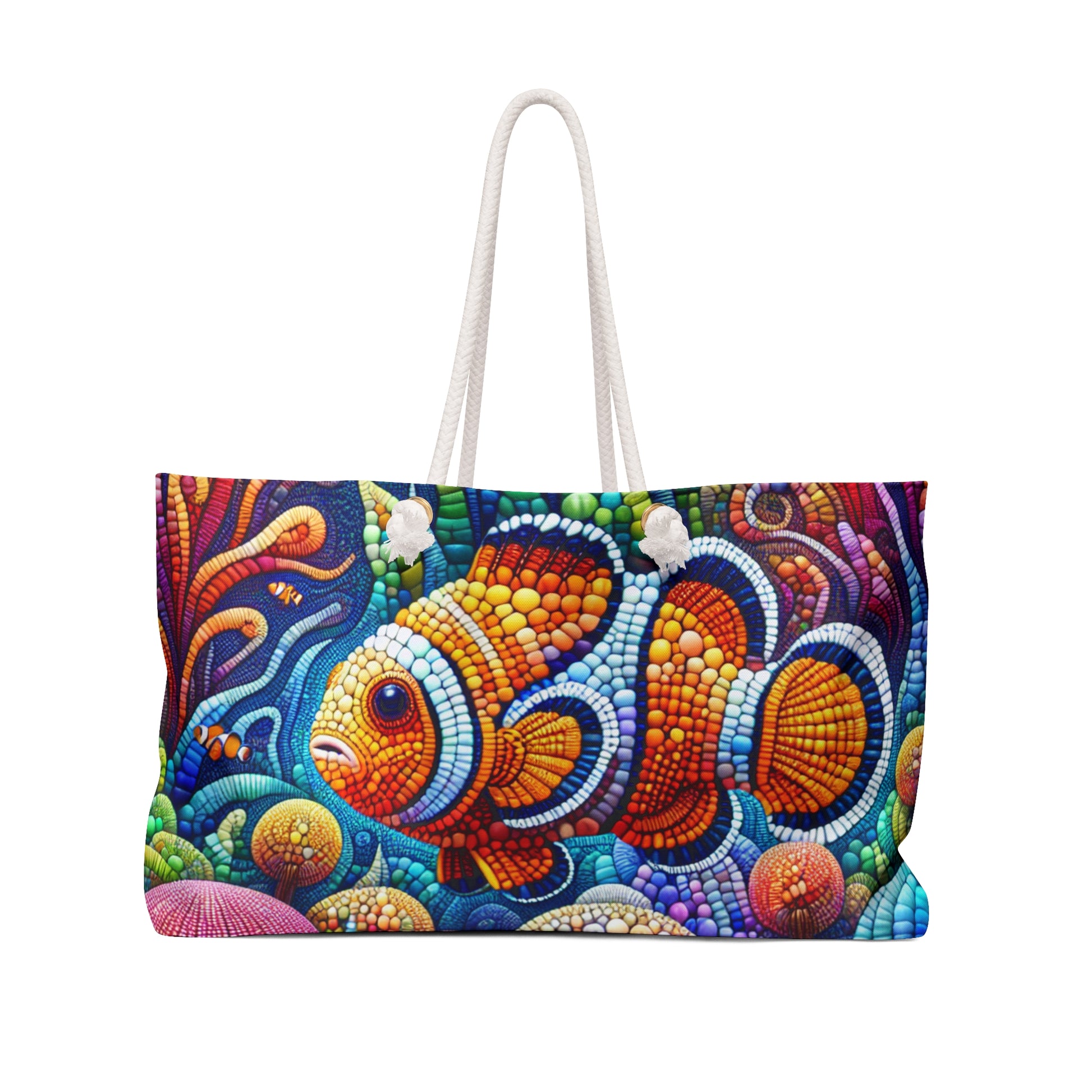 Vibrant Mosaic Clown Fish-Themed Weekender Bag | Colorful Travel Tote, Beach Bag, Weekend Getaway, Summer Accessory, Gift for Him/Her