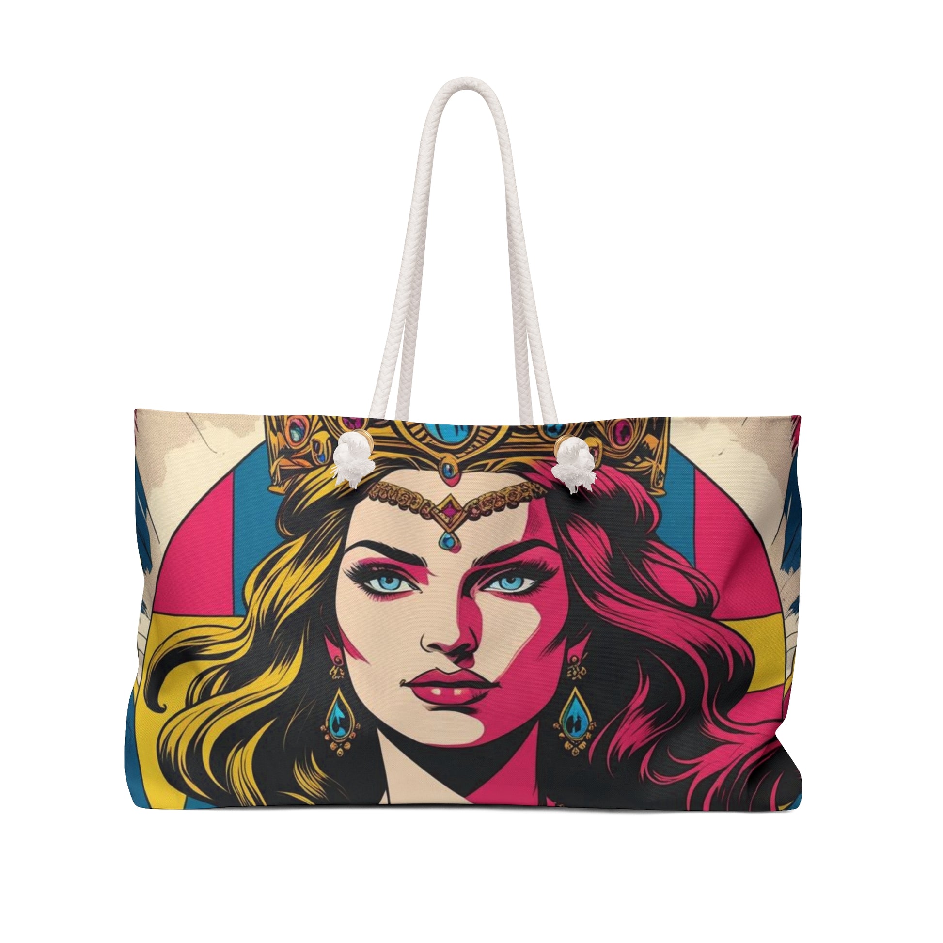 Stylish Canvas Weekender Bag with Colorful Iconic Design, Travel Tote, Gym Bag, Beach Bag, Overnight Bag, Gift for Her