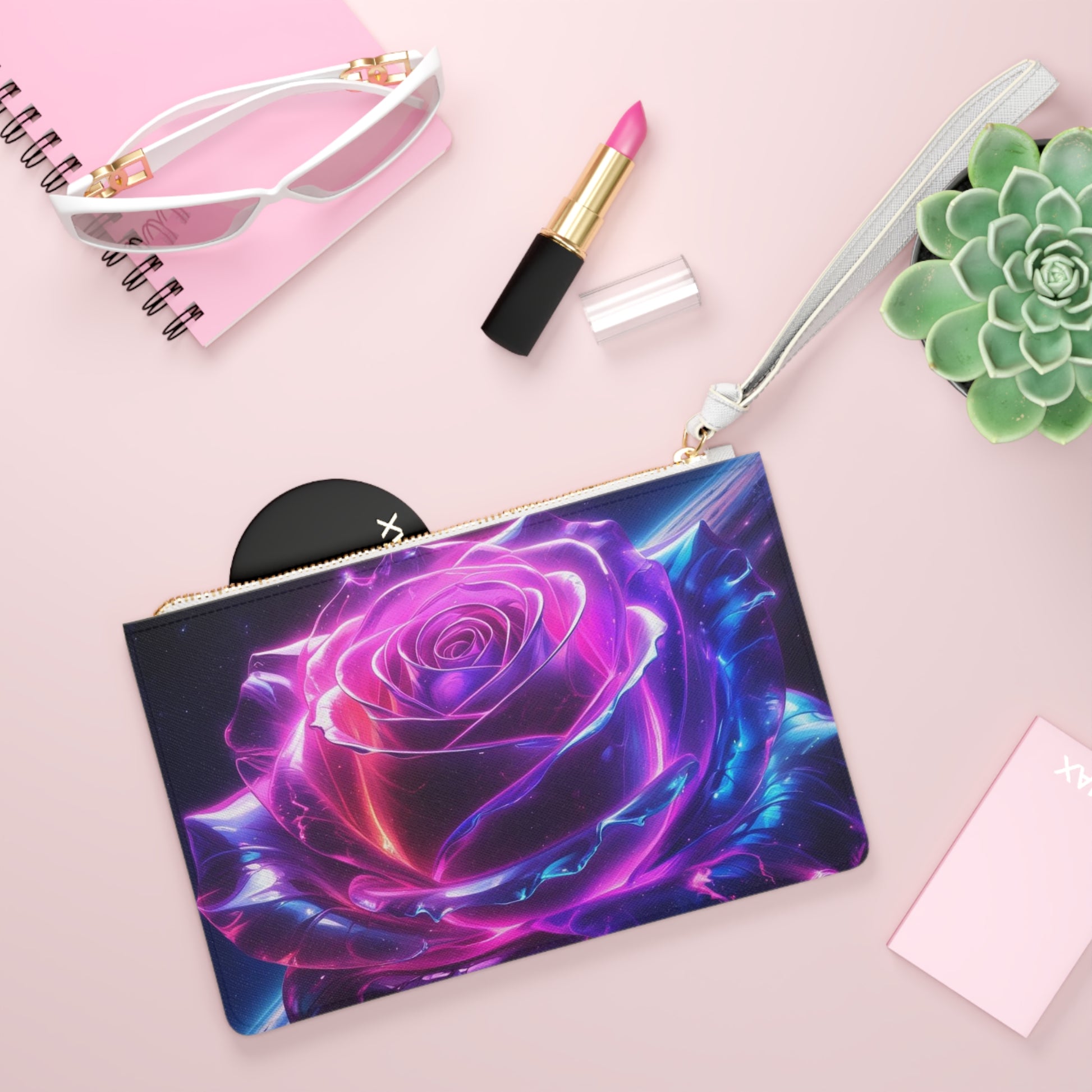 Cosmic Rose Clutch Bag - Stunning Galaxy Design for Night Out, Stylish Accessory, Gift for Her, Trendy Handbag, Party Essential