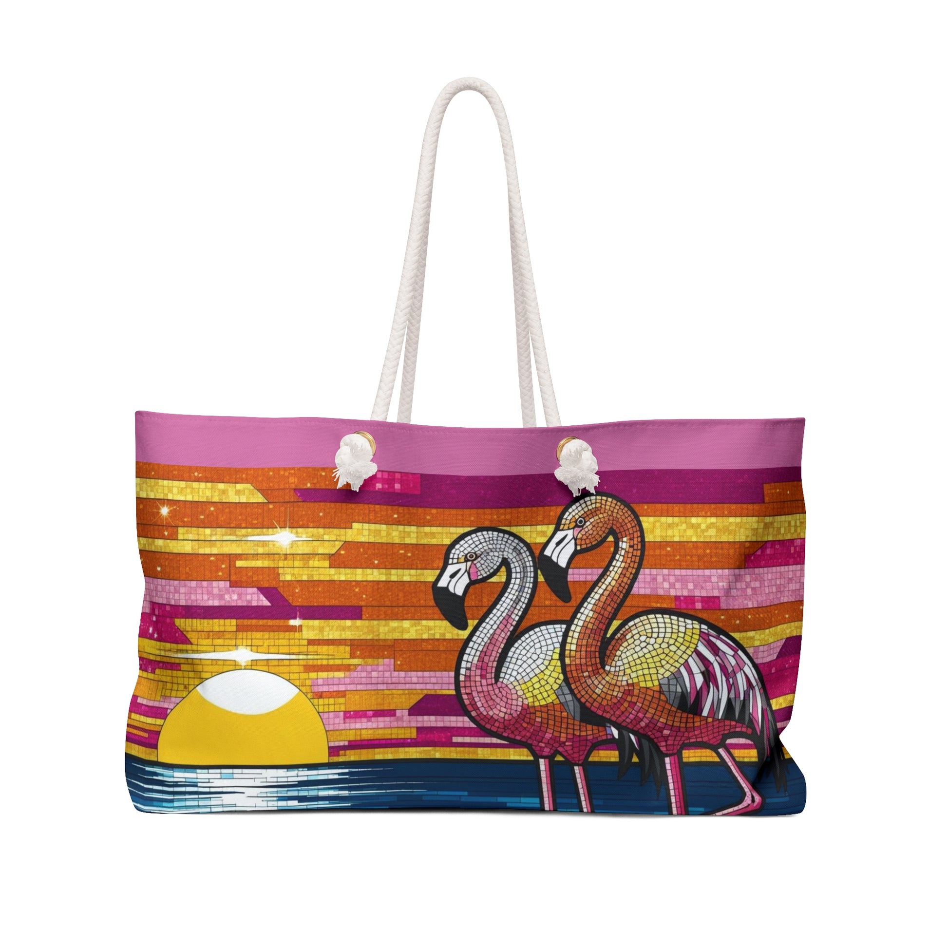 Vibrant Flamingo Weekender Bag - Tropical Travel Tote for Beach Days, Vacation, Gift for Her, Summer Style, Poolside Essential