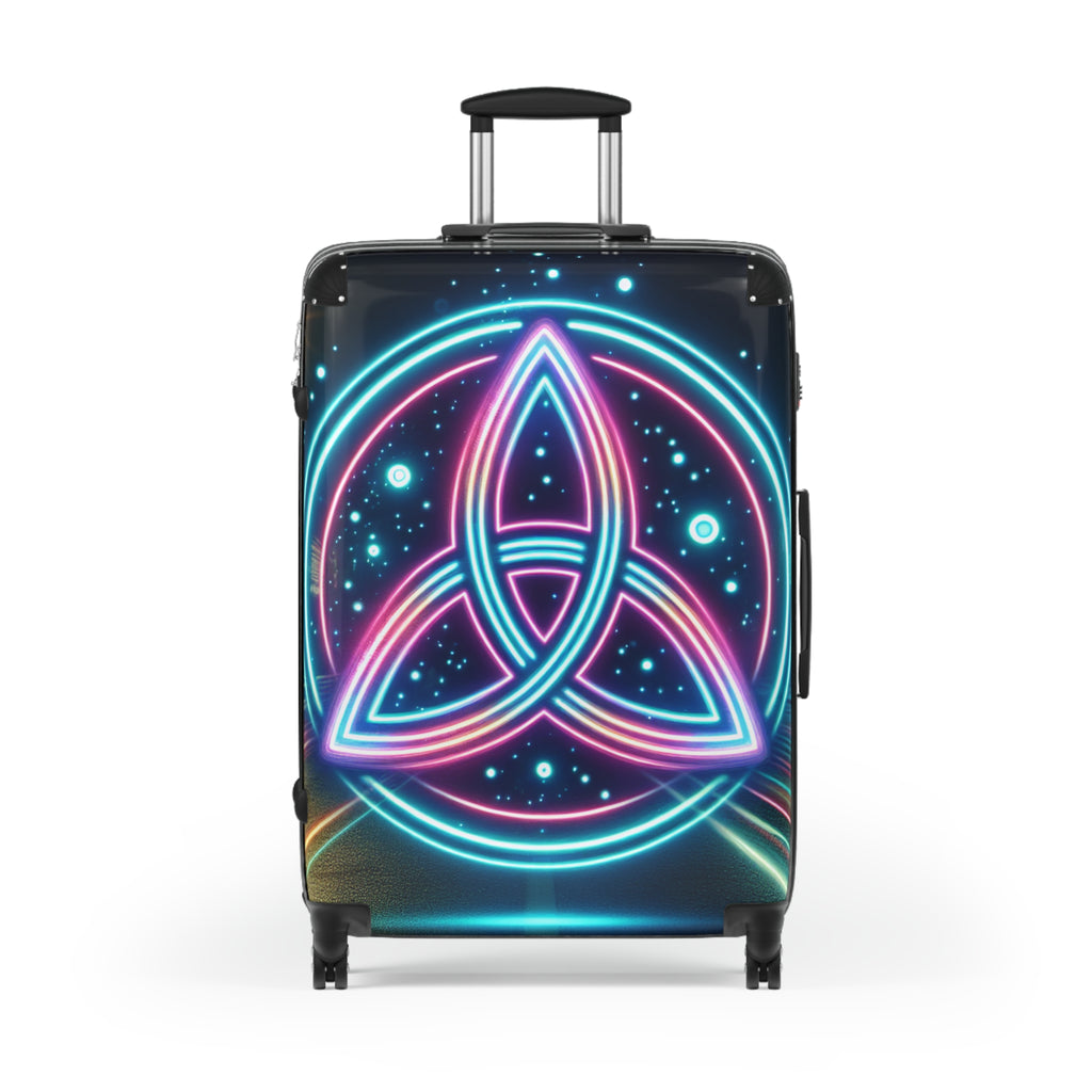 Neon Triquetra Travel Suitcase - Stylish Luggage for Adventurers, Trendy Carry-On for Festivals, Unique Gift for Travelers, Vibrant [...]