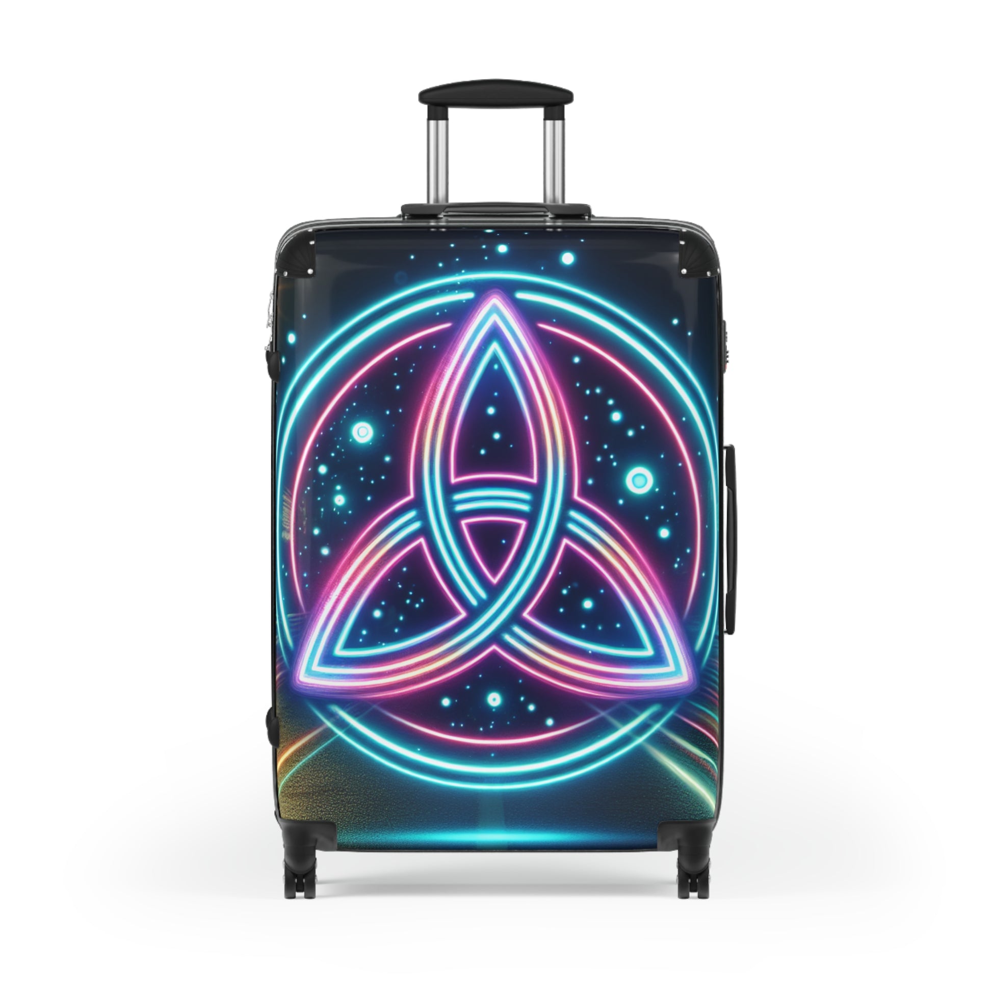Neon Triquetra Travel Suitcase - Stylish Luggage for Adventurers, Trendy Carry-On for Festivals, Unique Gift for Travelers, Vibrant [...]