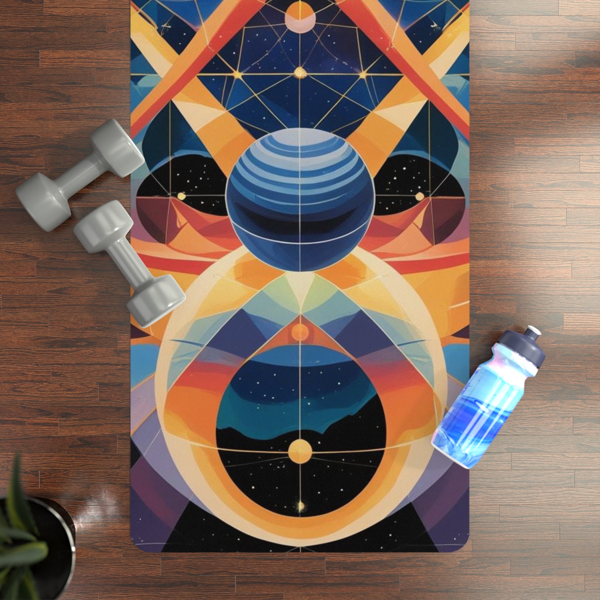Galactic Rubber Yoga Mat | Cosmic Space Design for Home Practice, Meditation, Gift for Yogis, Fitness Enthusiasts, Outer Space Lovers