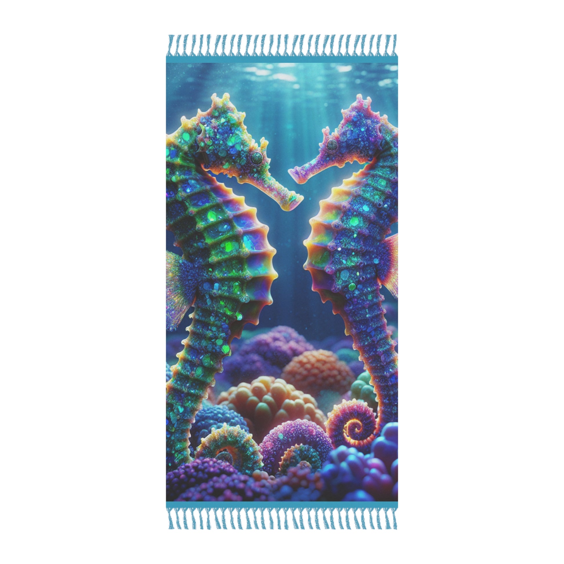 Boho Beach Towel | Colorful Seahorse Design, Summer Beach Essentials, Poolside Accessory, Bohemian Style, Nautical Decor