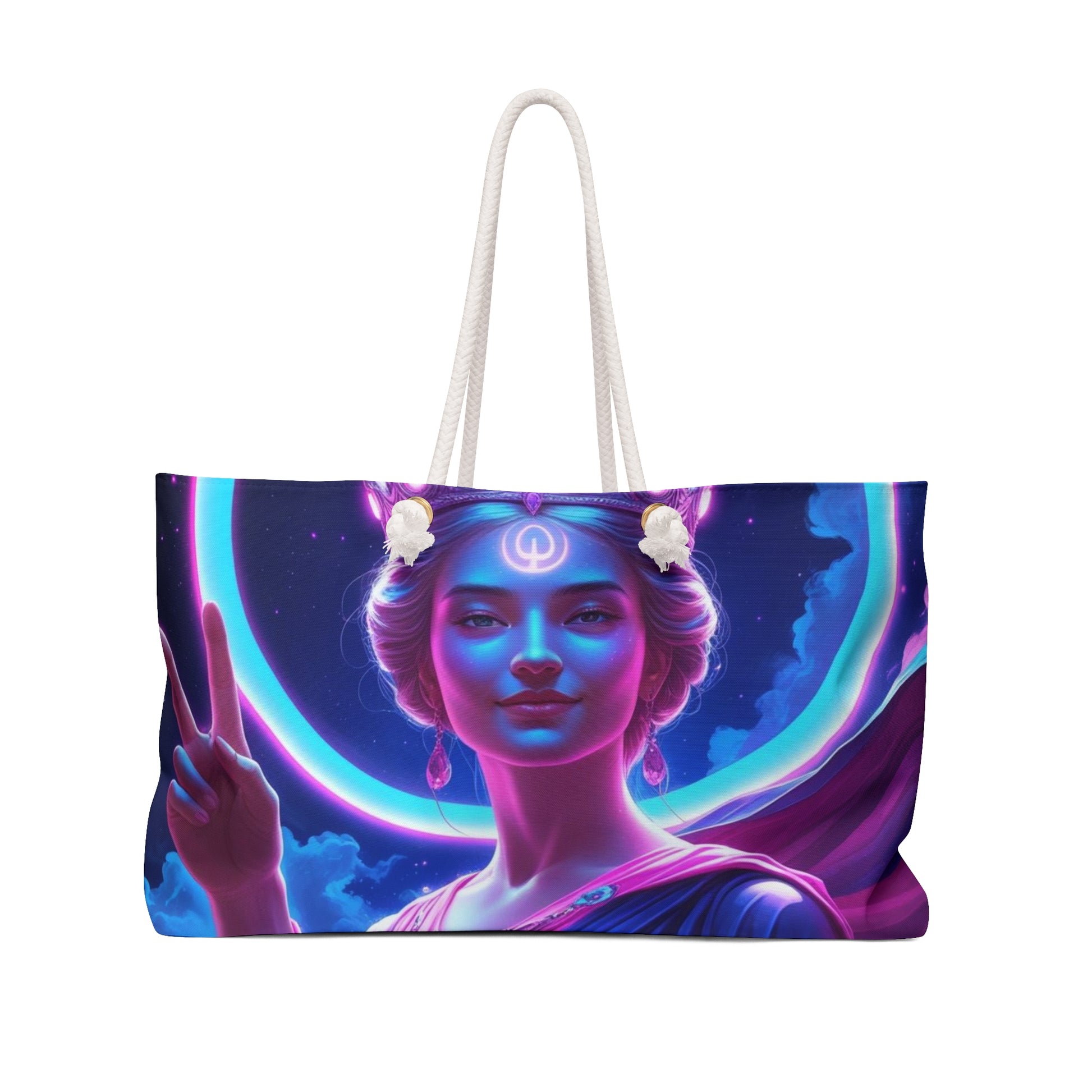 Celestial Goddess Weekender Bag, Boho Travel Tote, Astrology Weekend Bag, Cosmic Beach Bag, Lunar Retreat Essentials