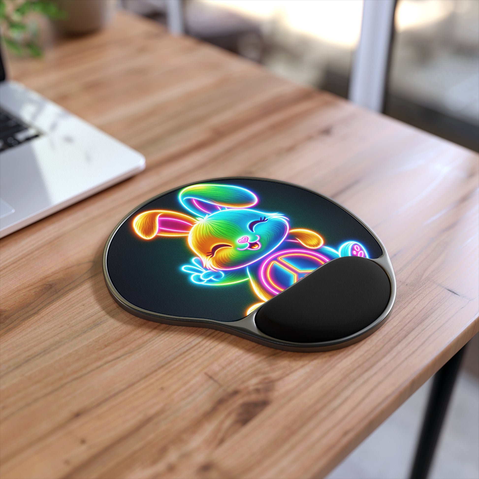 Neon Bunny Mouse Pad with Wrist Rest, Cute Desk Accessory, Perfect for Gamers, Colorful Office Decor, Gift for Animal Lovers, [...]