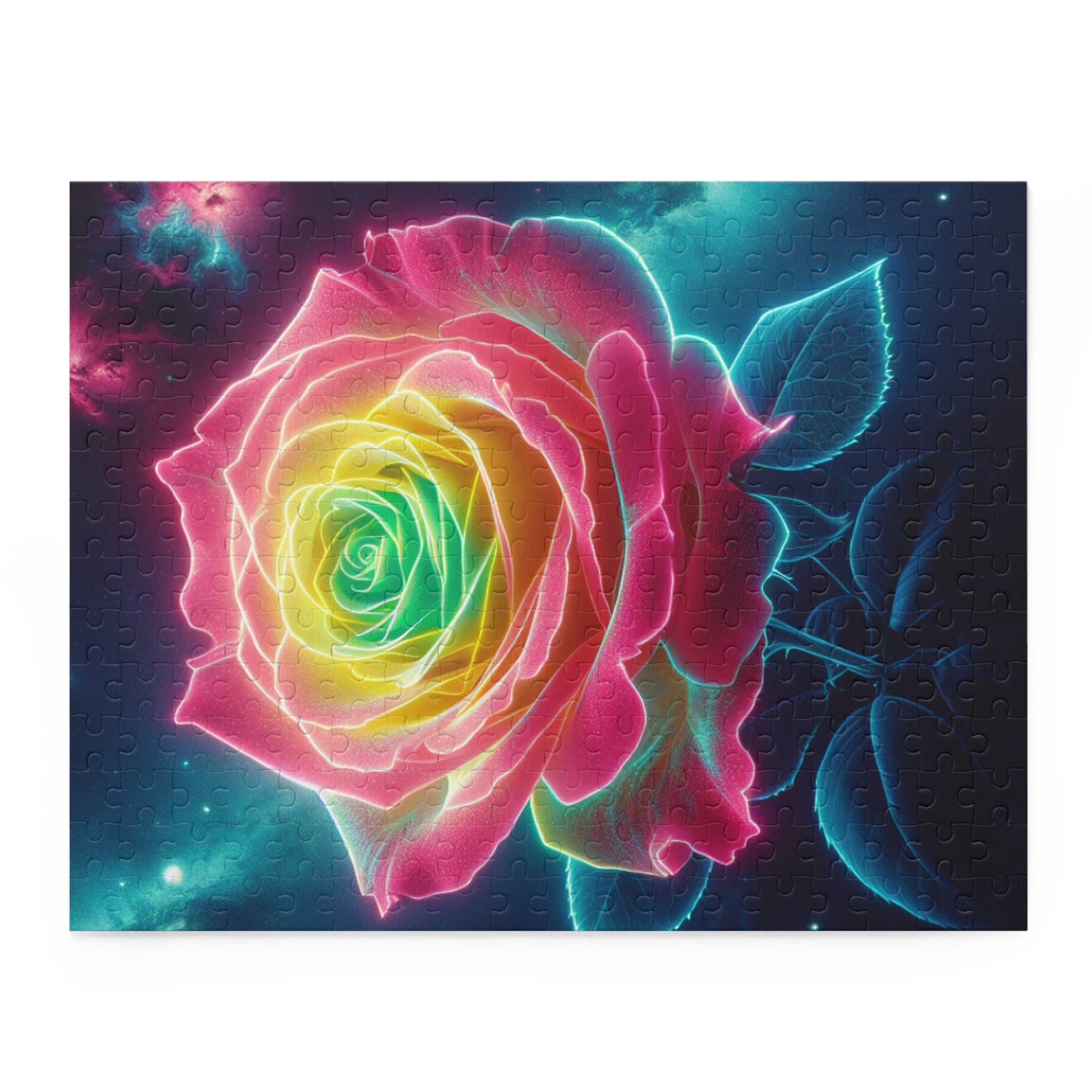 Neon Rose Puzzle - 120, 252, 500-Piece, Colorful Home Decor, Gift for Flower Lovers, Unique Puzzle, Relaxing Activity, Fun Family Game