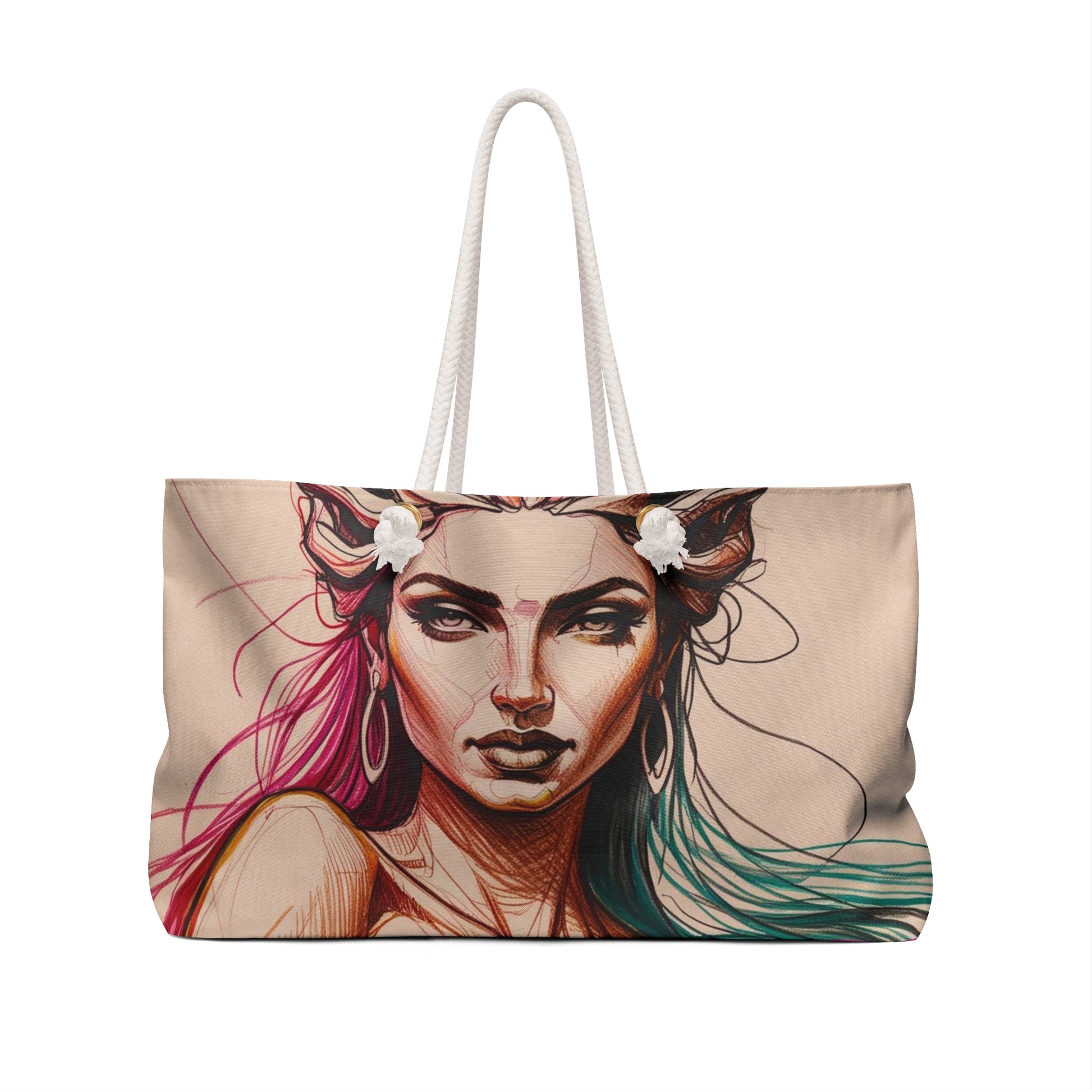 Boho Weekender Bag, Artistic Free Spirit Tote, Divine Feminine Overnight Bag, Chic Travel Duffel, Unique Weekend Getaway Carry-On, Stylish