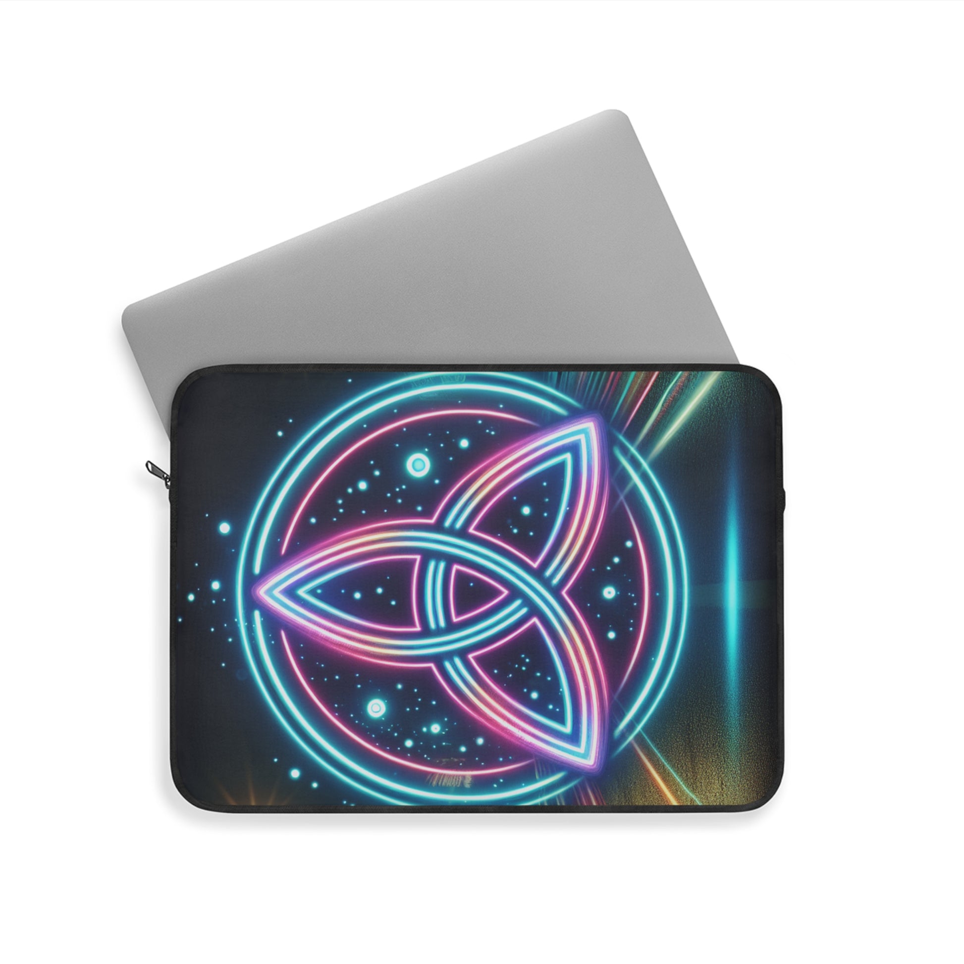 Neon Triquetra Laptop Sleeve | Unique Tech Gift, Modern Laptop Case, Artistic Computer Cover, Bohemian Accessories